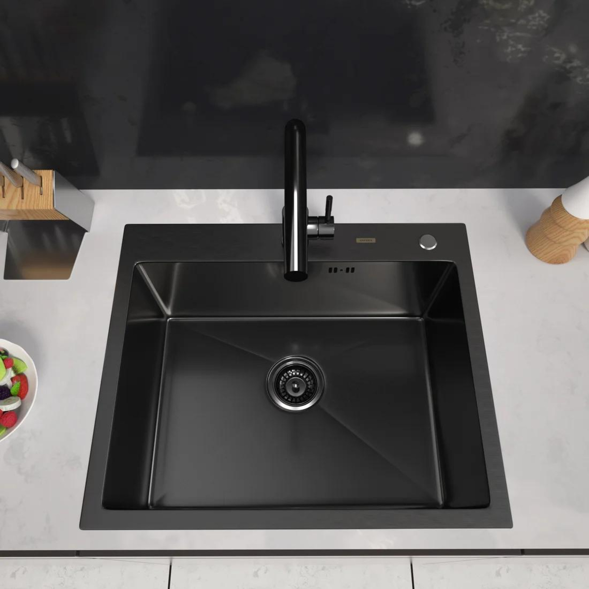 Кухонная мойка ARFEKA Eco AR 600*500 Black PVD Nano Decor Volcanic Rock - фото2 Кухонная мойка ARFEKA Eco AR 600*500 Black PVD Nano Decor Volcanic Rock - фото2
