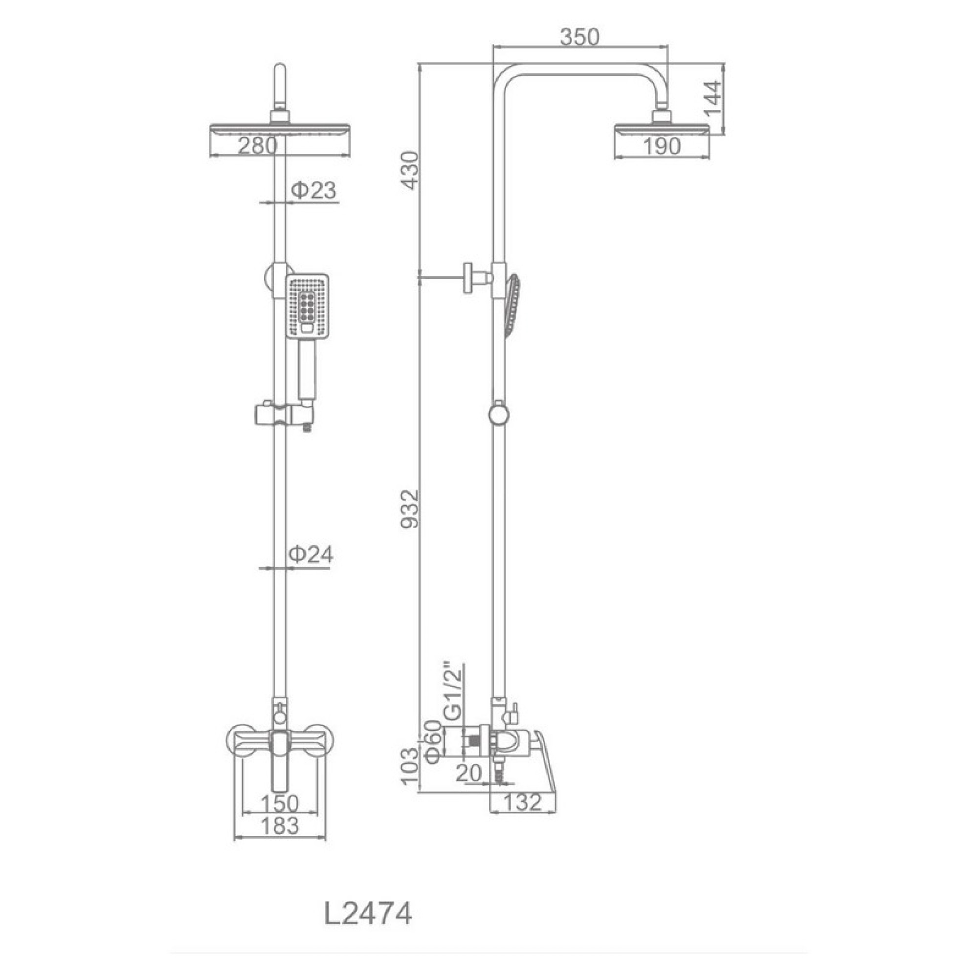 Душевая система Ledeme L2474 - фото2 Душевая система Ledeme L2474 - фото2