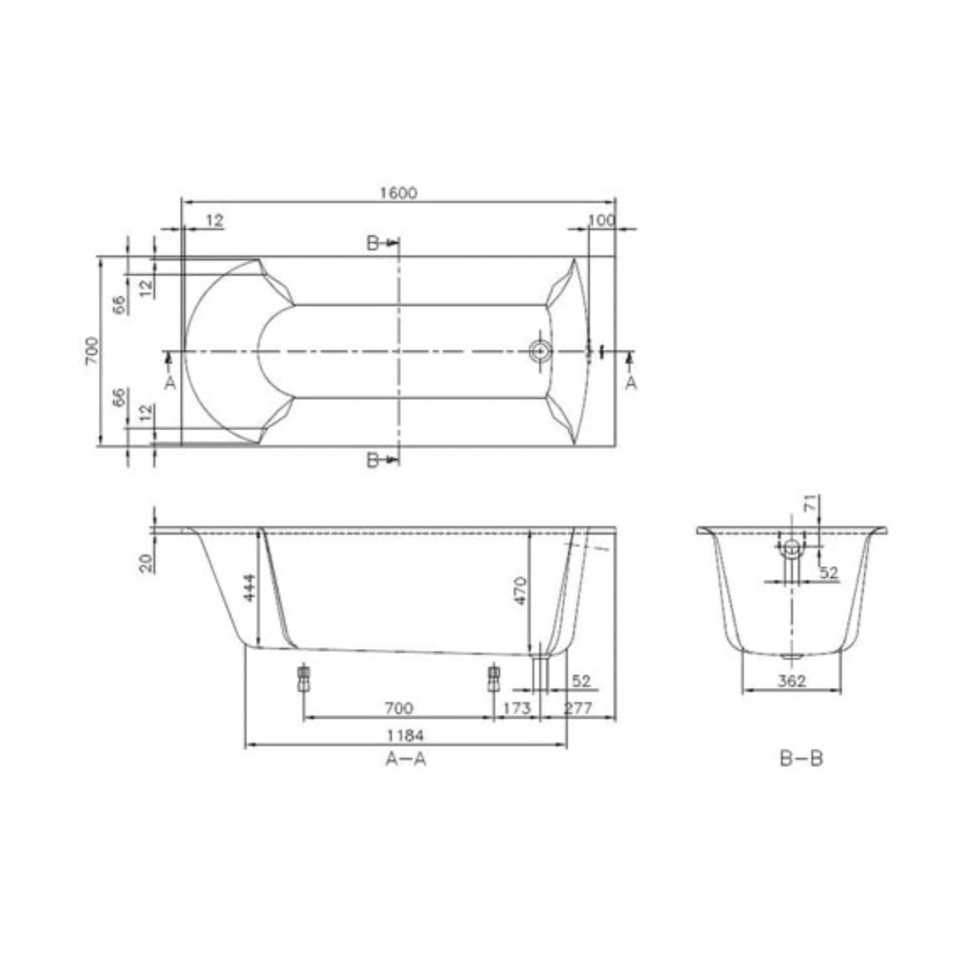 Ванна Villeroy & Boch Oberon 160x75 UBQ160OBE2V фото-4