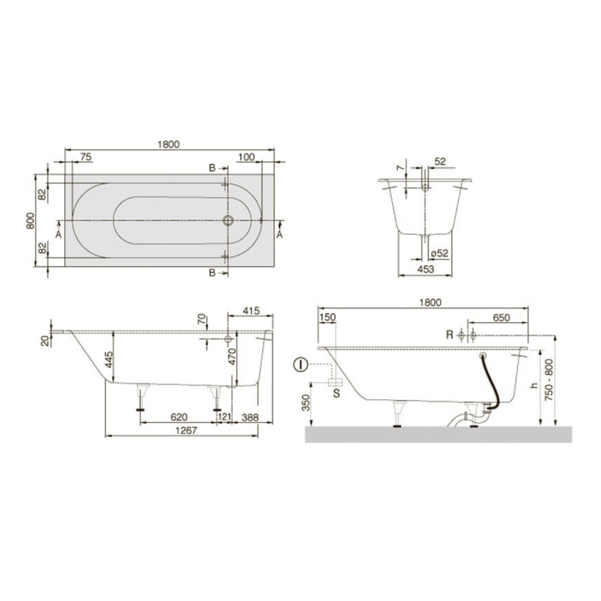 Ванна Villeroy & Boch Oberon 180x80 [UBQ180OBE2V-01] фото-5