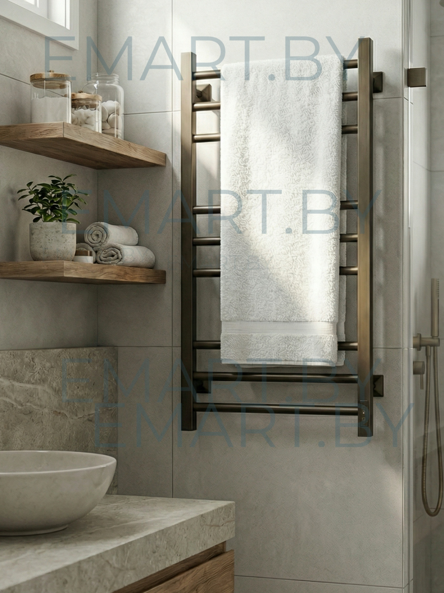 Полотенцесушитель электрический Свирель V квадрат 800 графит правый фото-3