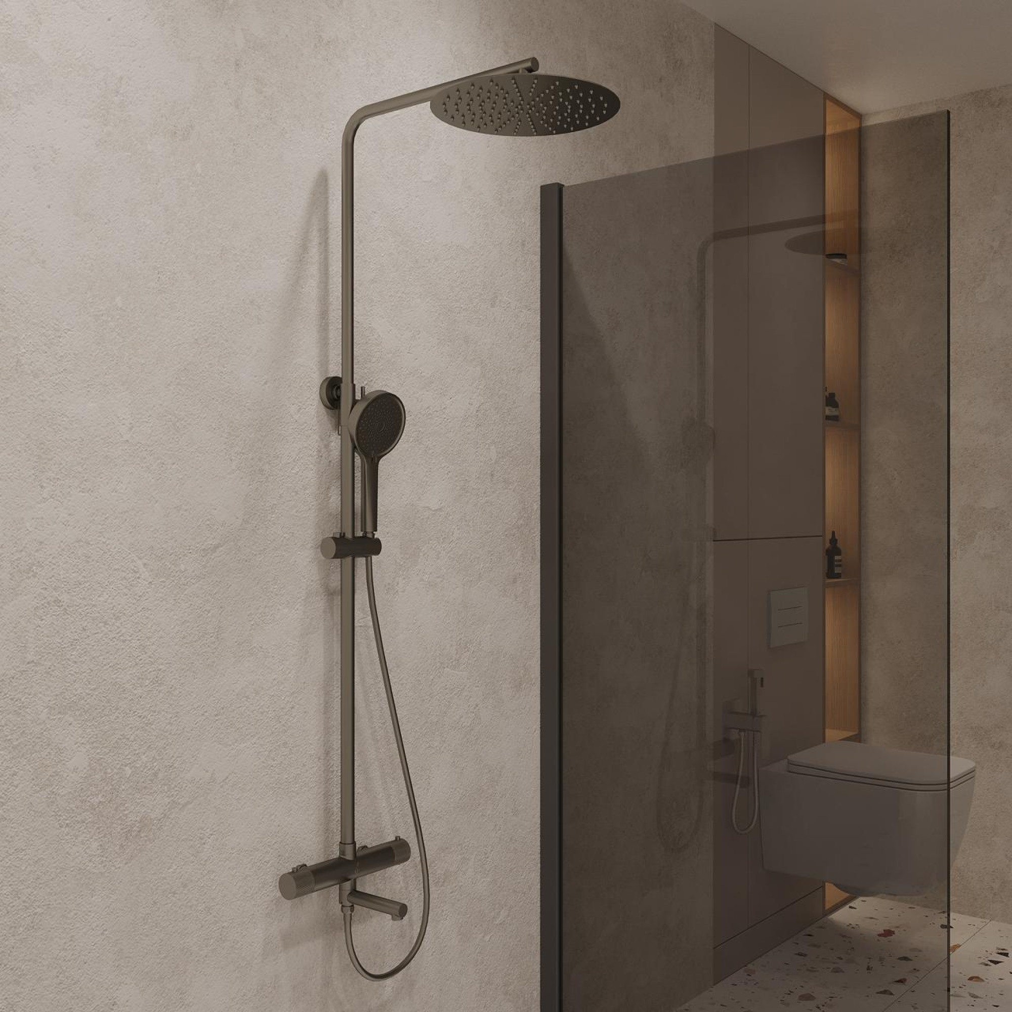 Душевая система  Oliveeka 739902 (оружейная сталь) фото-3