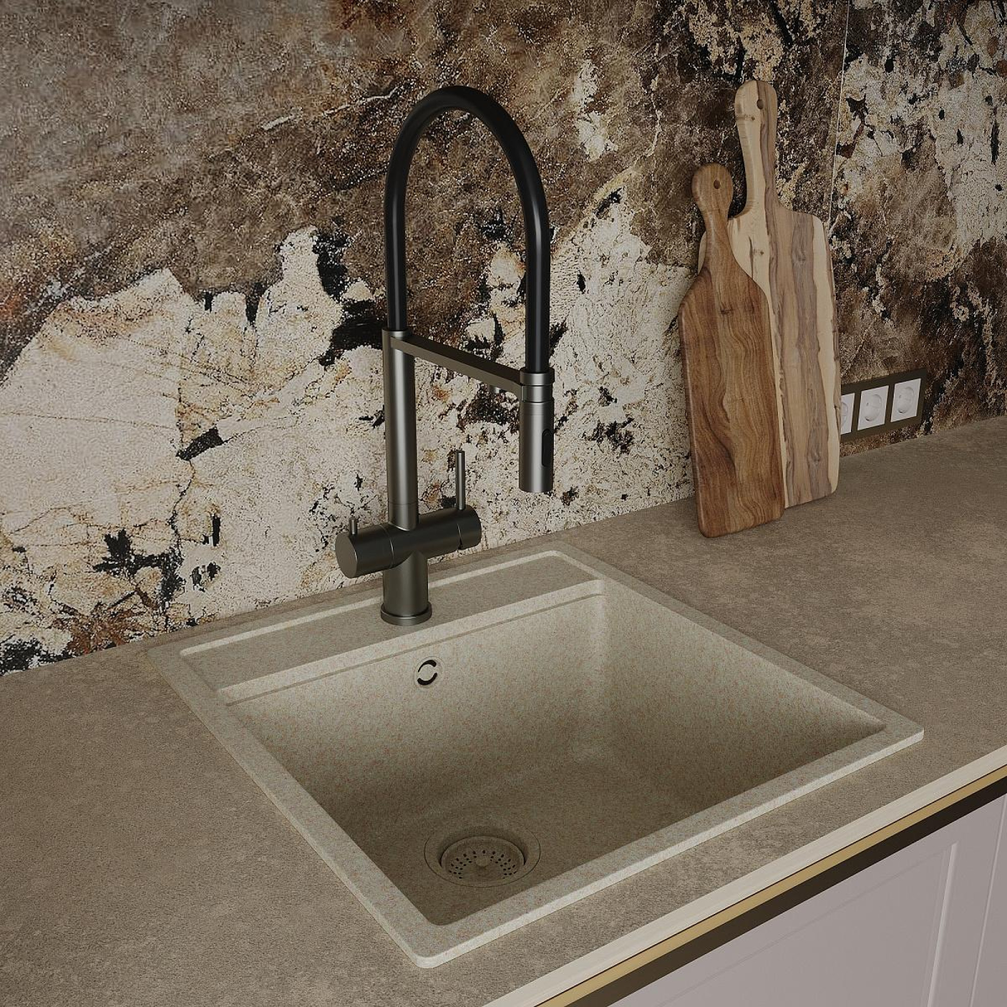 Смеситель Oliveeka 458009 (оружейная сталь) - фото1