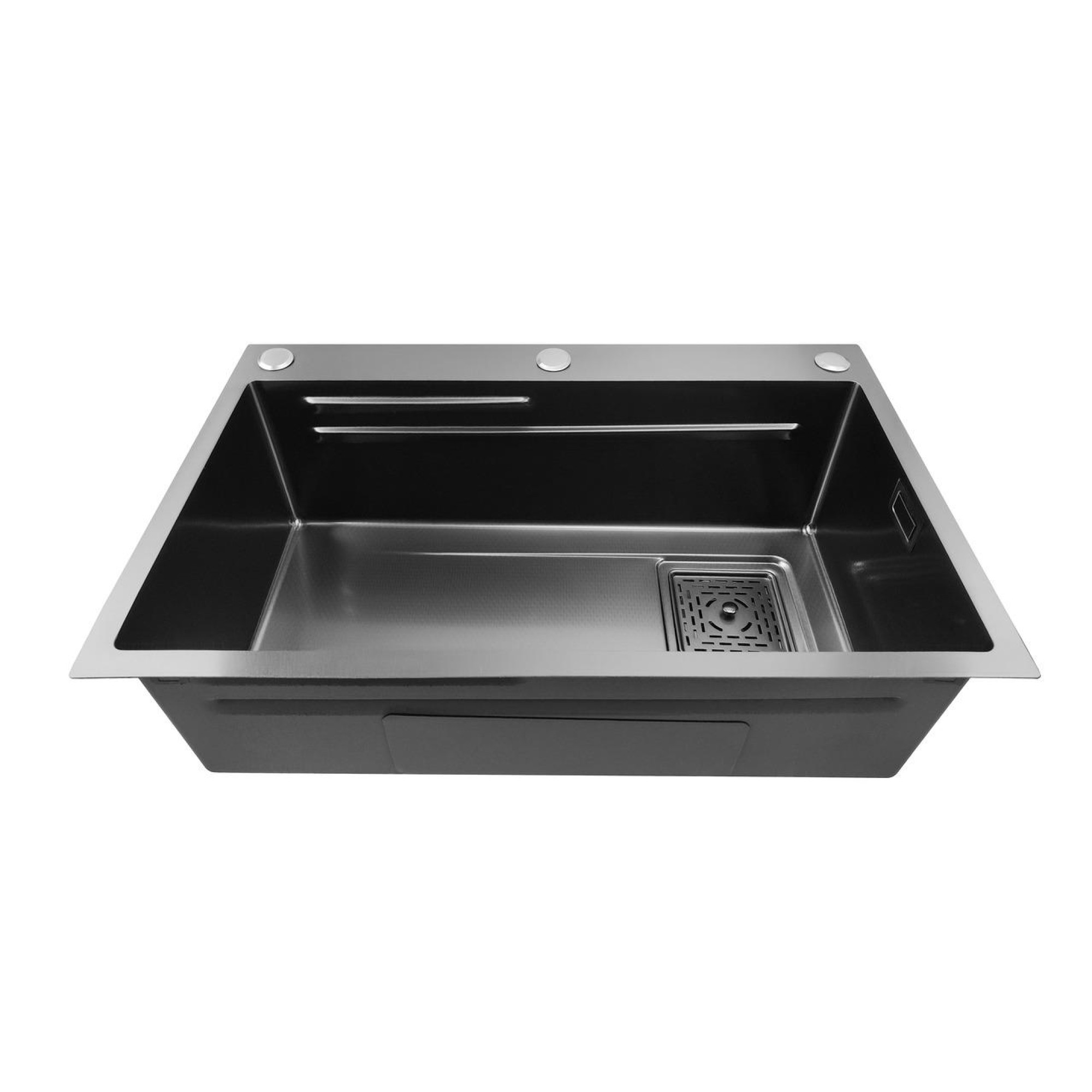 Кухонная мойка Stellar Decor S7045NB-A-D (нано черный, c доской) фото-3