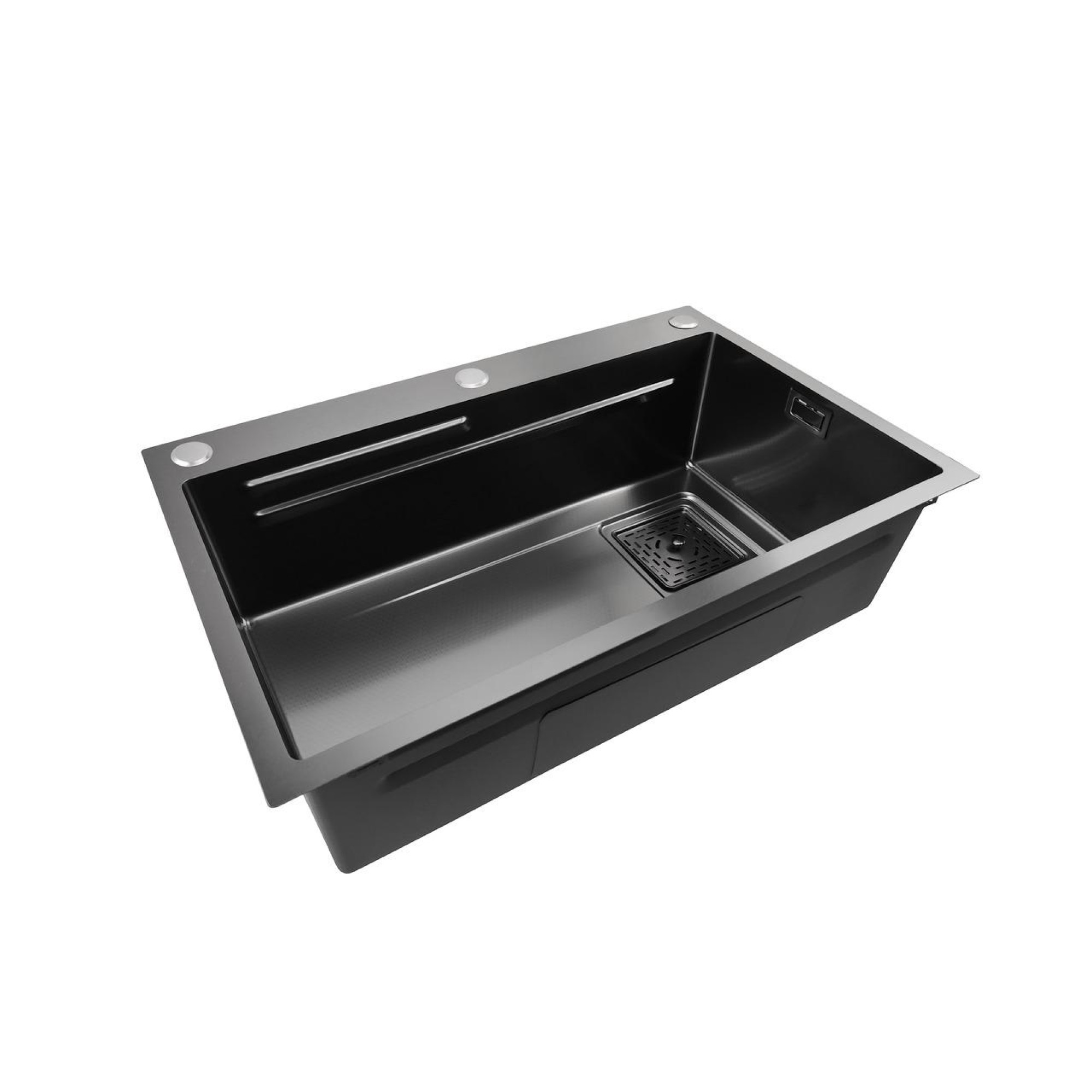 Кухонная мойка Stellar Decor S7045NB-A-D (нано черный, c доской) фото-6