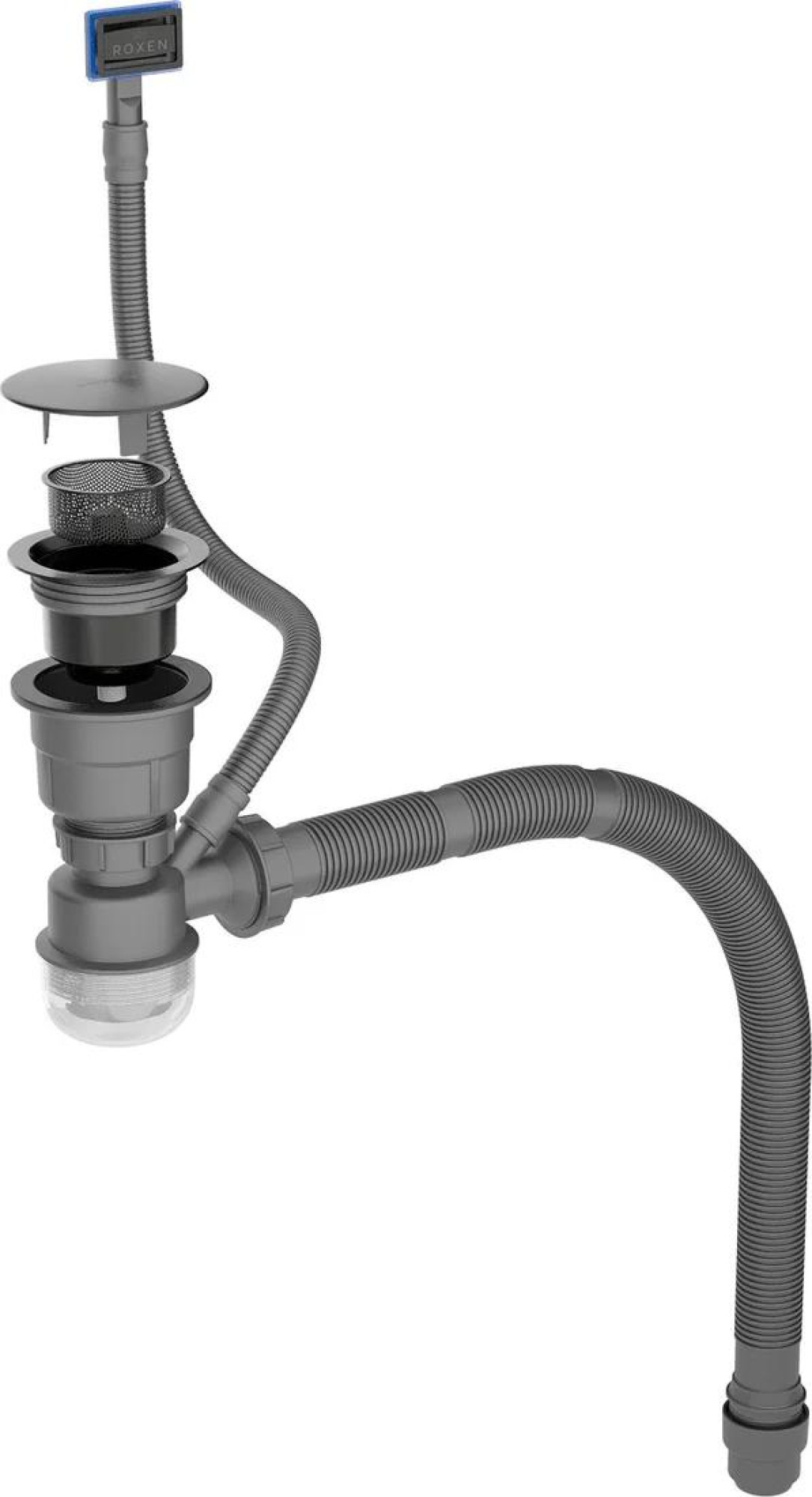 Кухонная мойка Roxen Uno 560210-54B под столешницу графит (ролл-мат, дозатор, сифон) фото-7