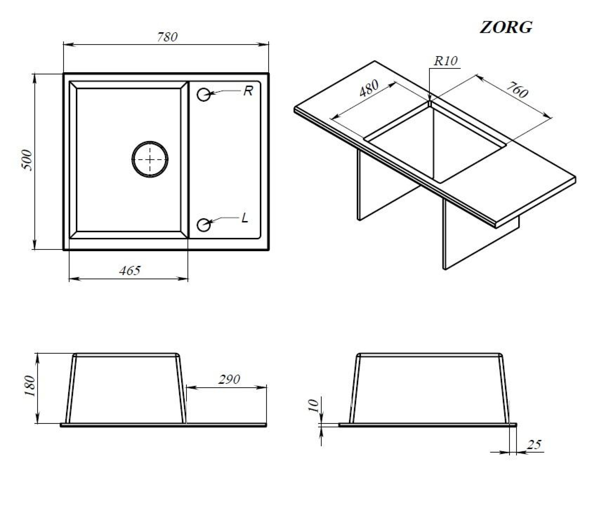Кухонная мойка ZorG Apollo 78 (серый жемчуг) фото-3