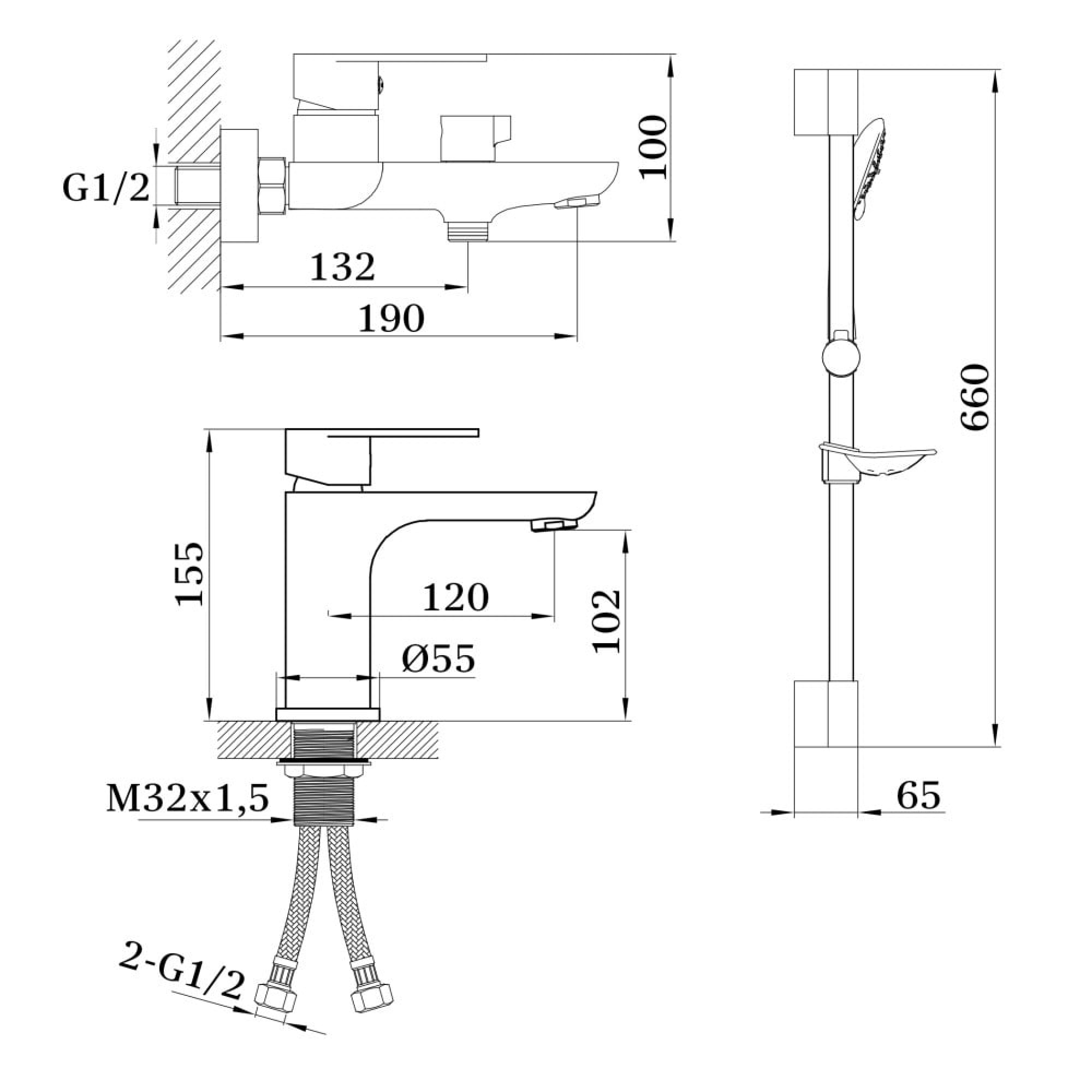 Комплект смесителей Ganzer GZ 21037C (черный/хром) - фото2