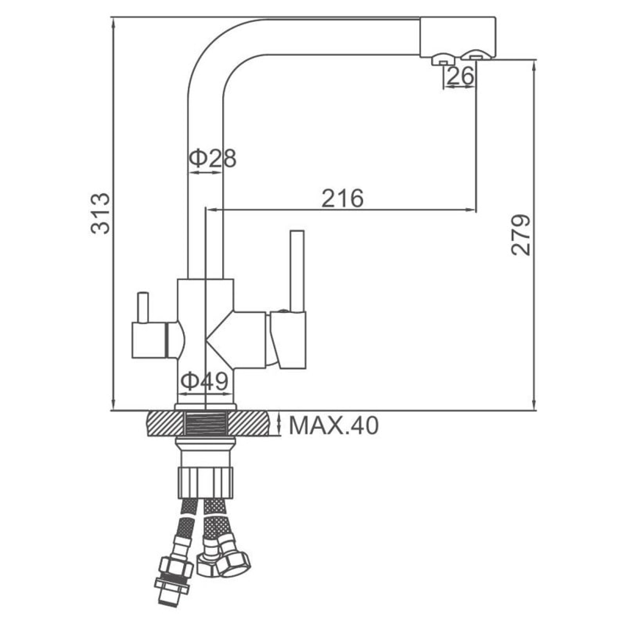 Смеситель Ledeme H55 L4055-3 (хром) - фото2