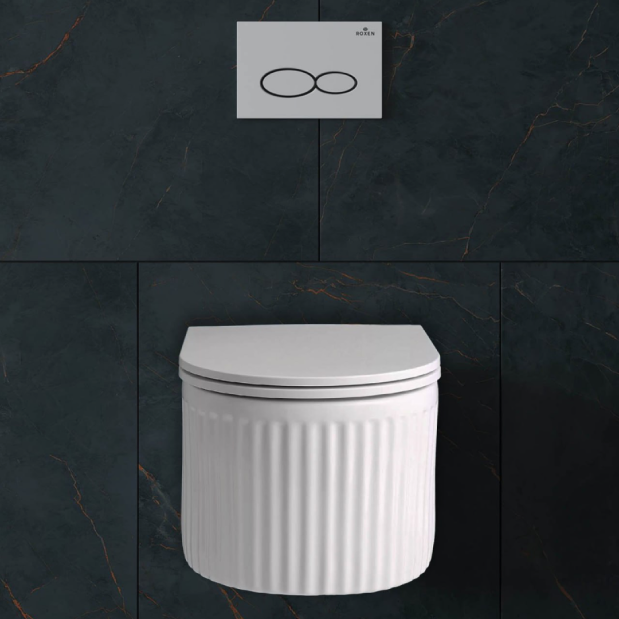 Унитаз подвесной Roxen Royal Matt в комплекте с инсталляцией StounFix Dual Fresh 6 в 1 968211 (кнопка: черный) фото-3