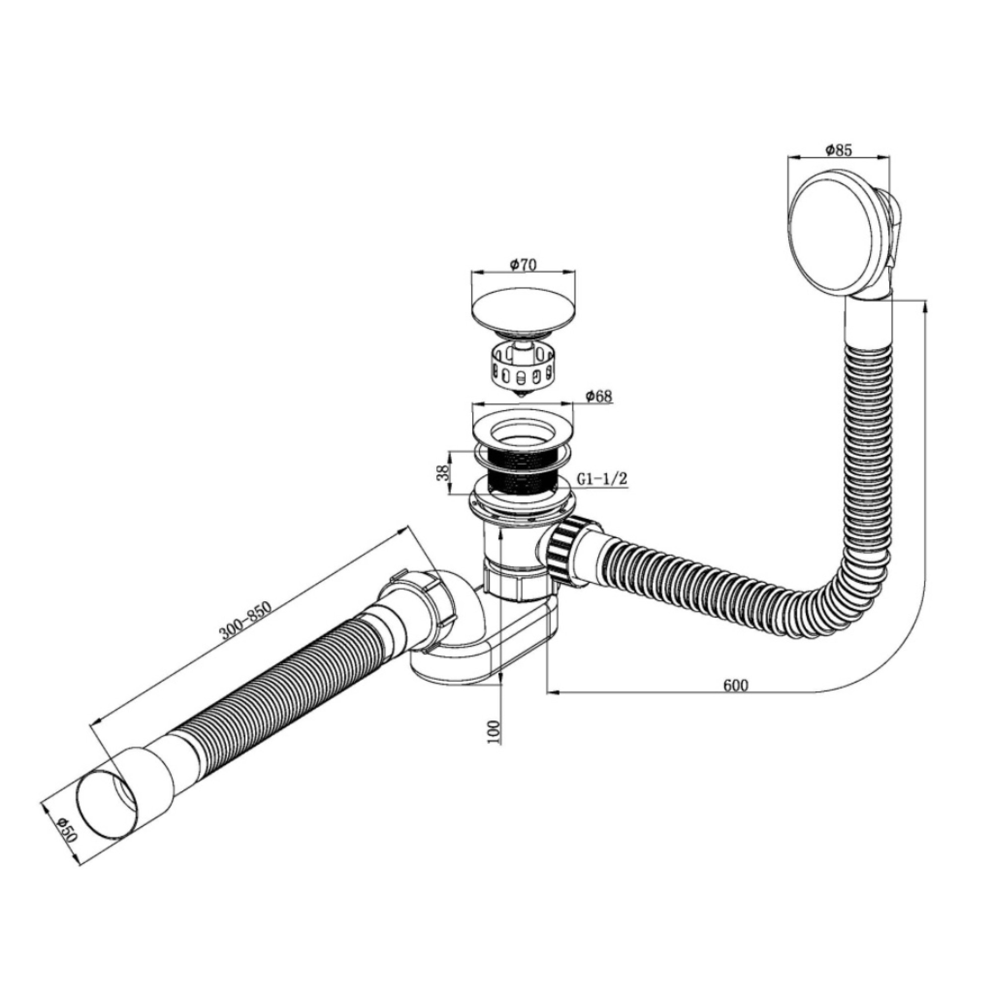 Сифон Ganzer GZ1199-G сатин фото-3