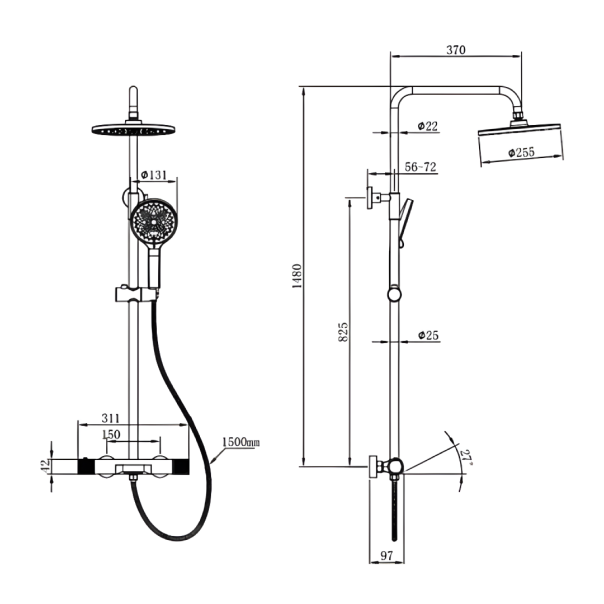 Душевая система Kern 5025GN графит фото-3