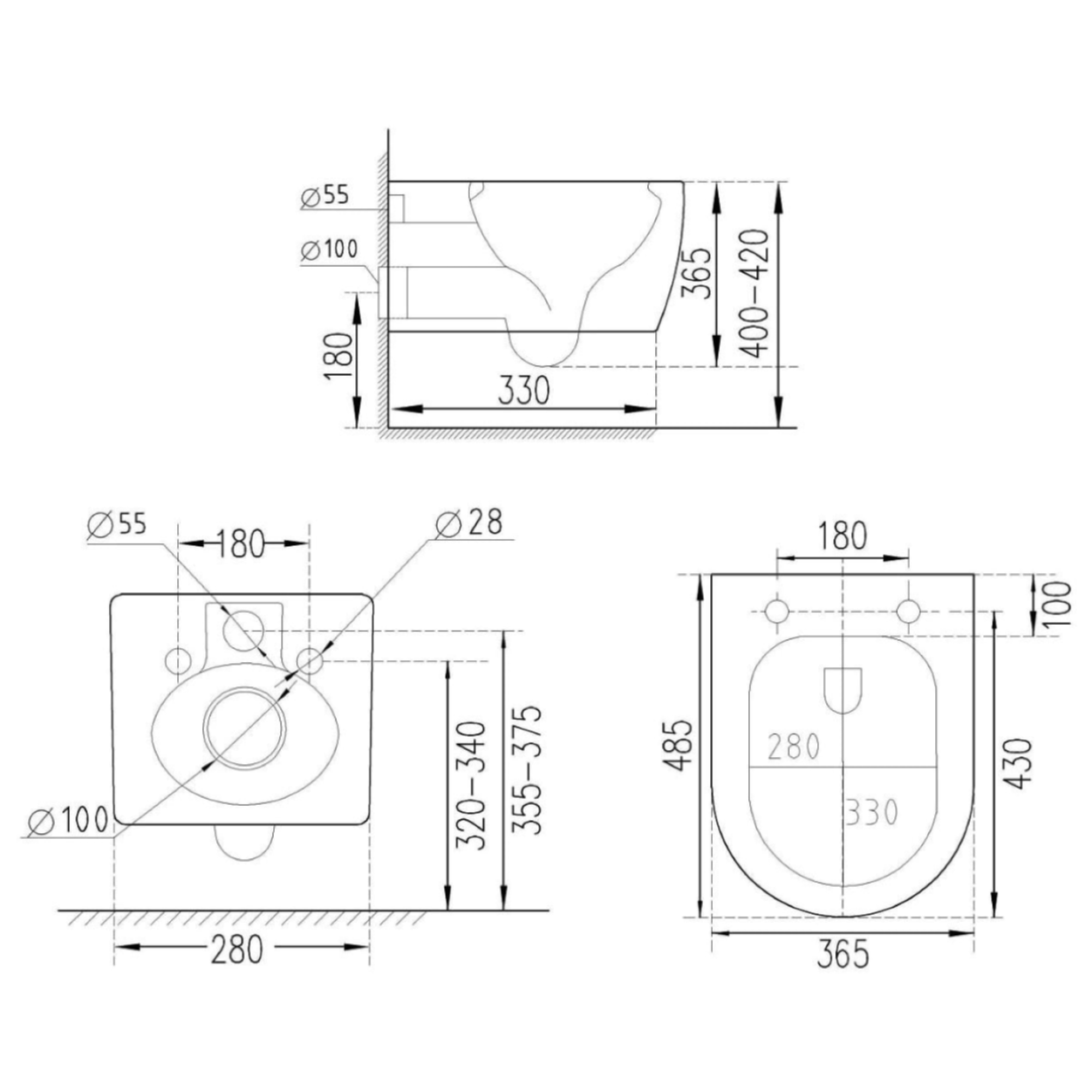 Унитаз подвесной Asten Readle Zentralmodul AR0601-185B фото-5
