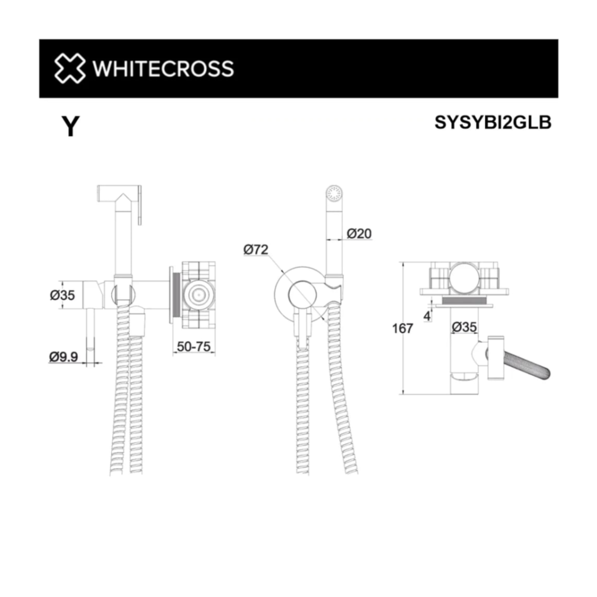 Гигиенический душ Whitecross SYSYBI2GLB (брашированное золото) фото-3