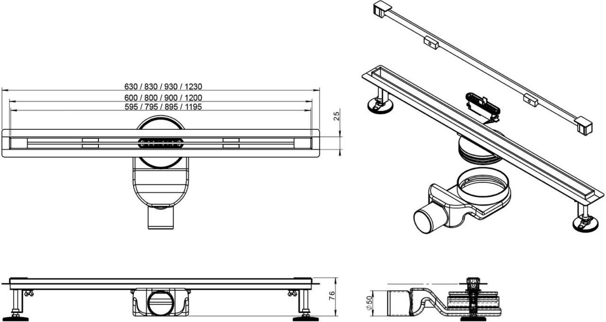 Трап/канал Roxen Slim GunMetal 91060-90GM фото-8