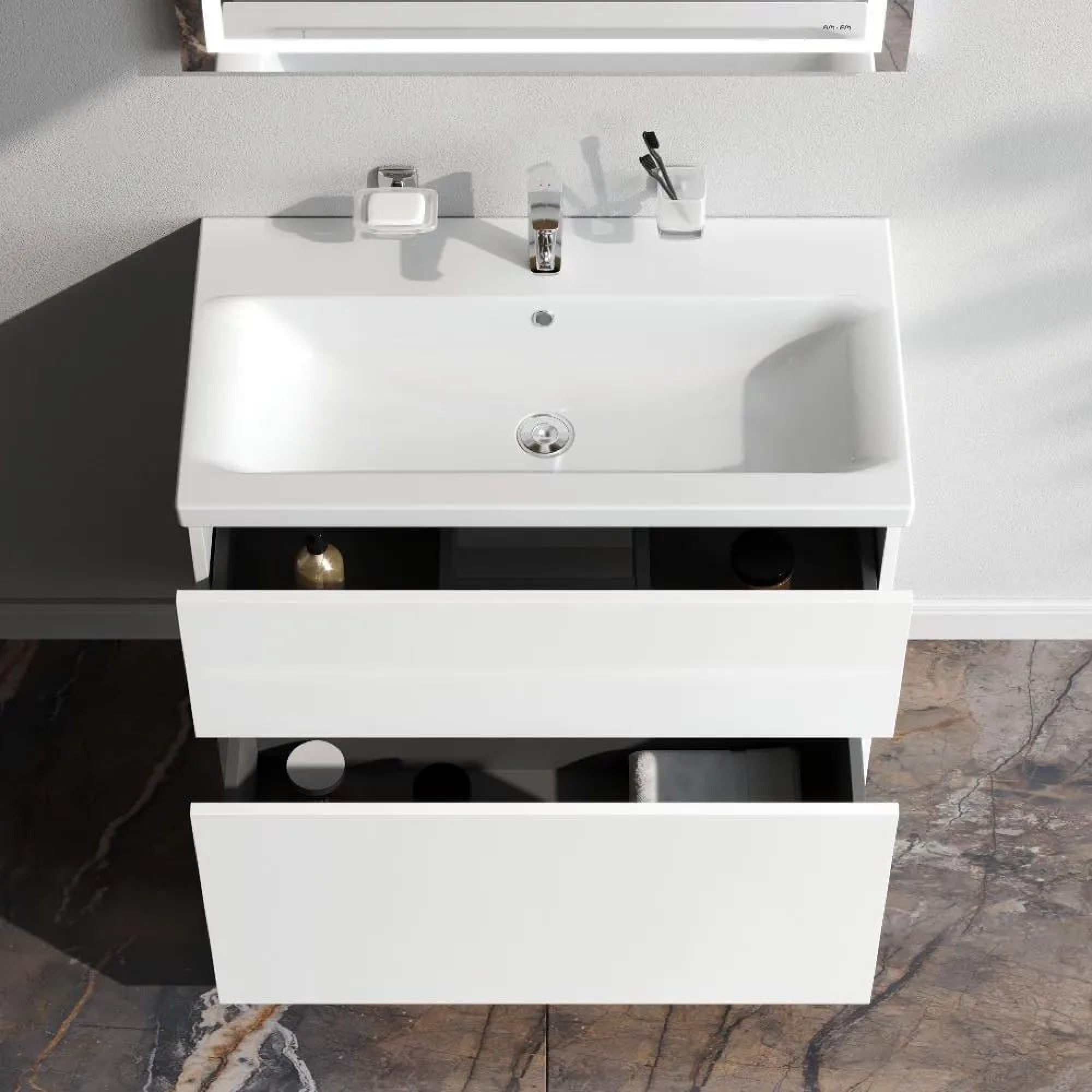 Мебель для ванных комнат AM.PM Тумба под умывальник Gem 80 см M90FSX0802WG - фото2 Мебель для ванных комнат AM.PM Тумба под умывальник Gem 80 см M90FSX0802WG - фото2