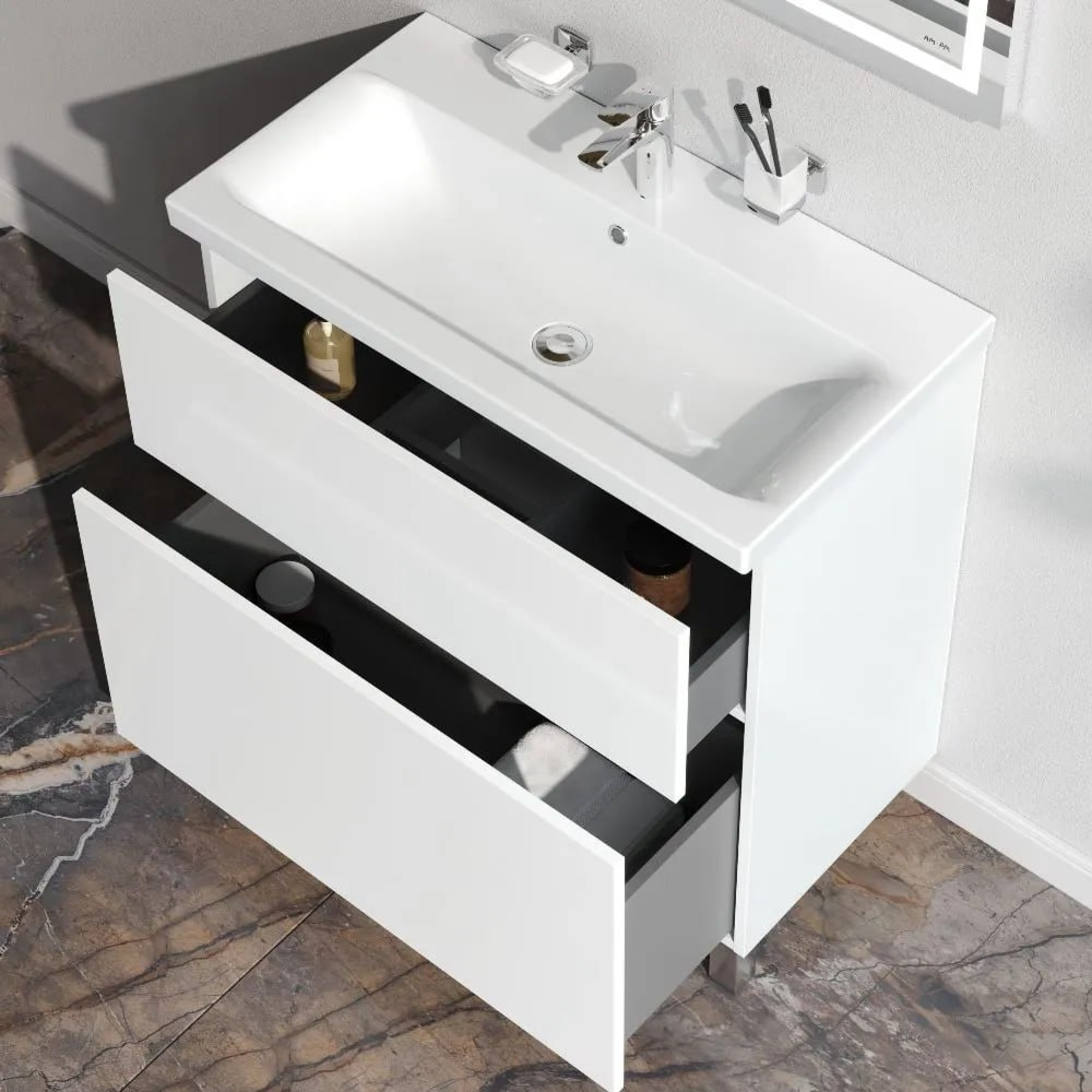 Мебель для ванных комнат AM.PM Тумба под умывальник Gem 80 см M90FSX0802WG фото-6