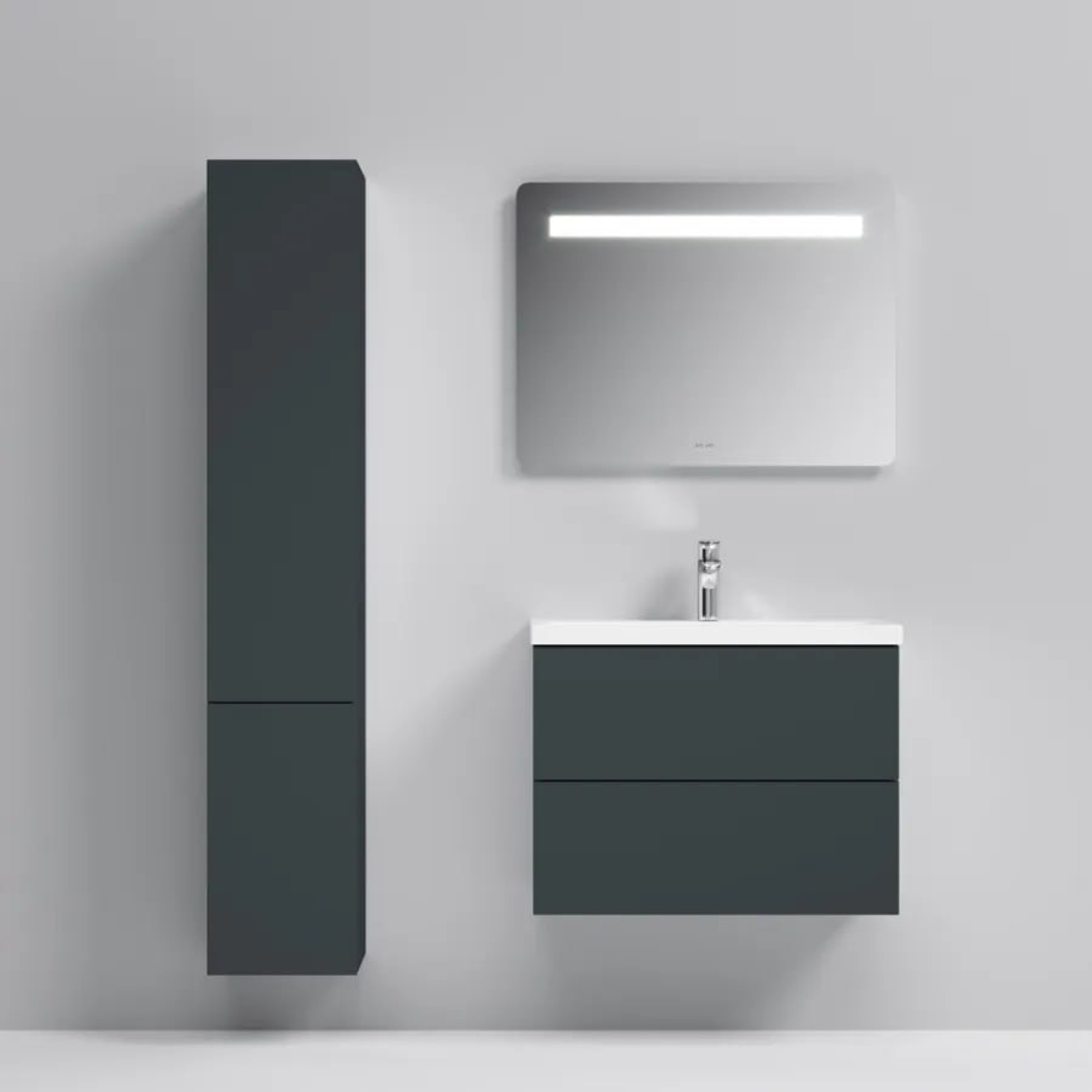 Мебель для ванных комнат AM.PM Тумба под умывальник Gem 75 M90FHX07522GM (2 ящика, графит) - фото2 Мебель для ванных комнат AM.PM Тумба под умывальник Gem 75 M90FHX07522GM (2 ящика, графит) - фото2