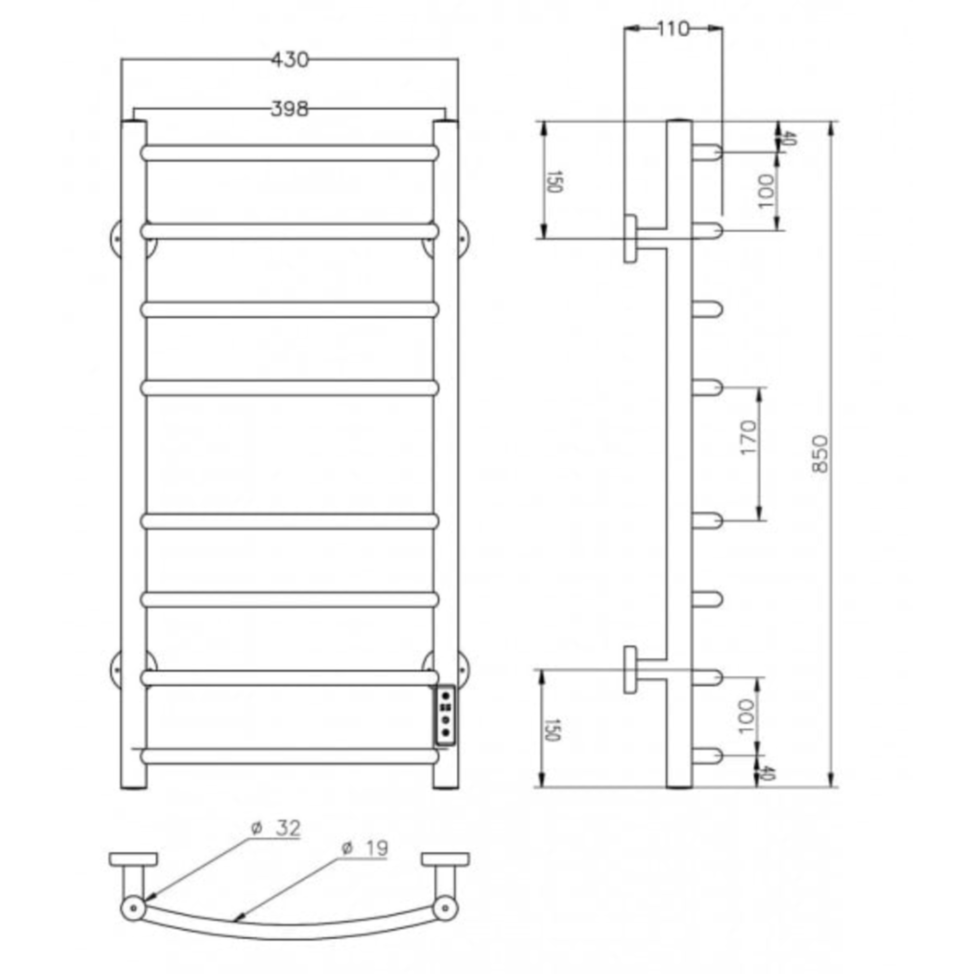 Полотенцесушитель Roxen Santi BK-109AW-8T 11030-4385B (черный) фото-5 Полотенцесушитель Roxen Santi BK-109AW-8T 11030-4385B (черный) фото-5