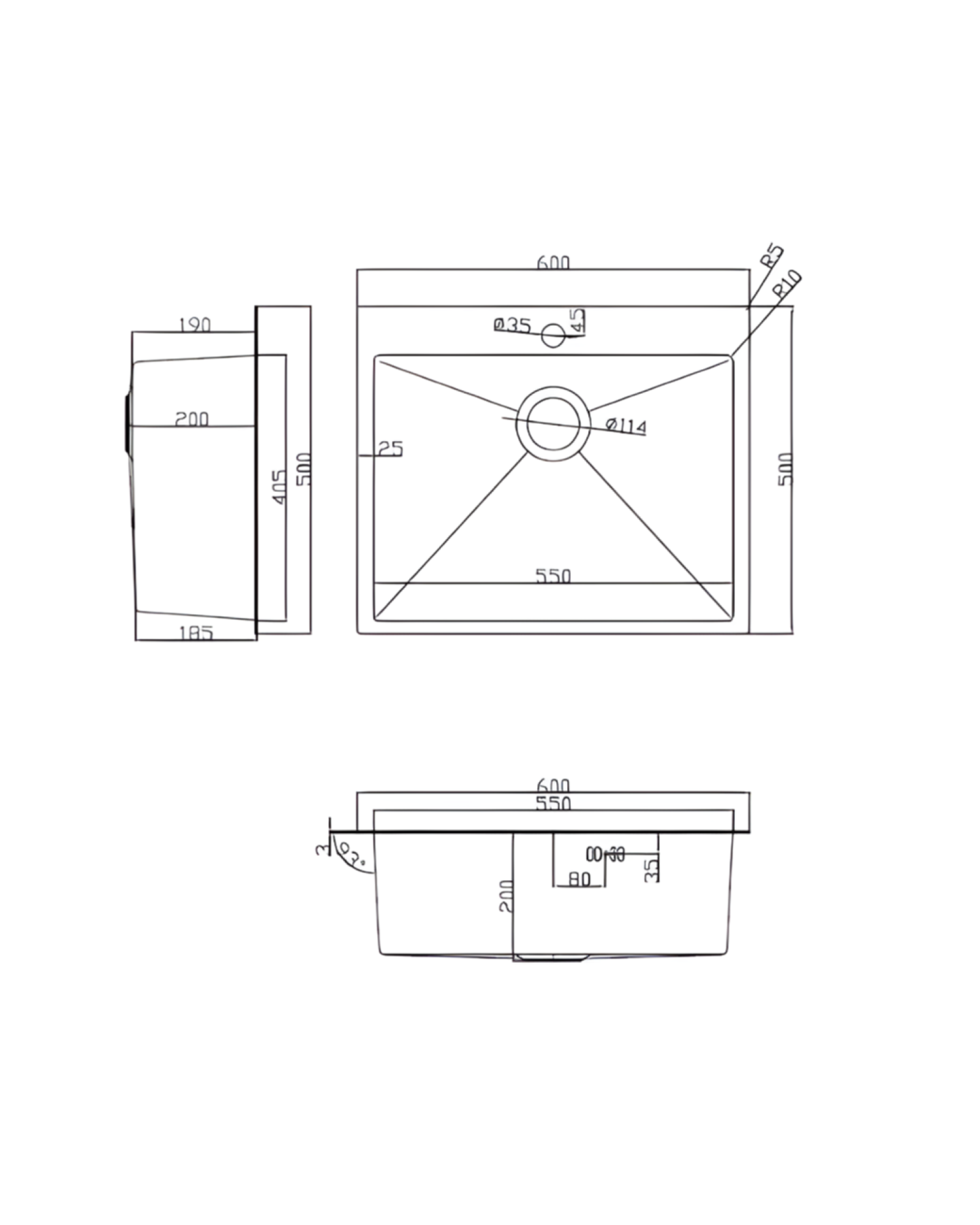Комплект Мойка ARFEKA ECO AR 600*500 SATIN DECOR VOLCANIC ROCK смеситель Hansen 15057-G фото-6