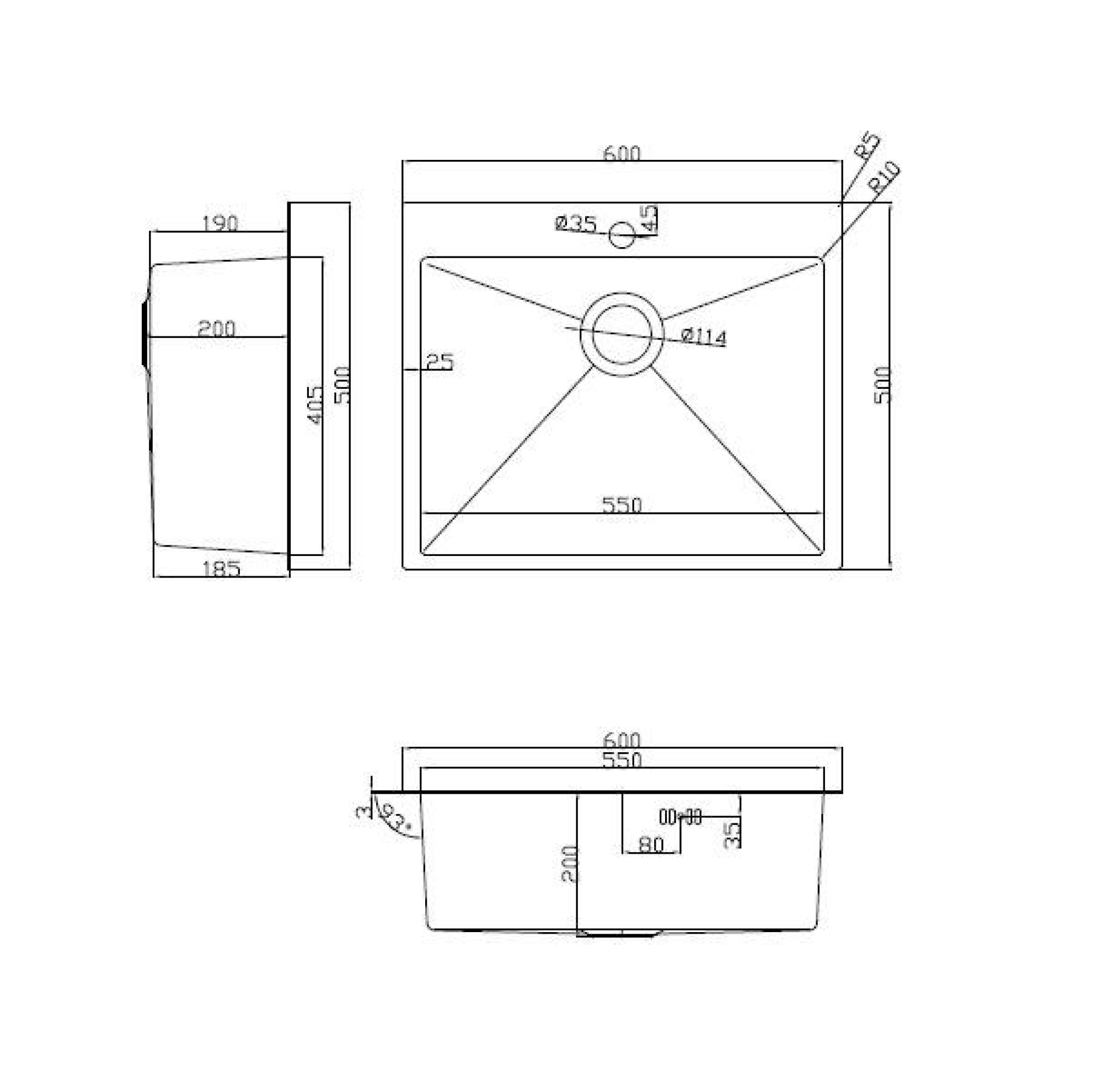 Комплект Мойка ARFEKA ECO AR 600*500 SATIN DECOR VOLCANIC ROCK смеситель Hansen 15089-G фото-4