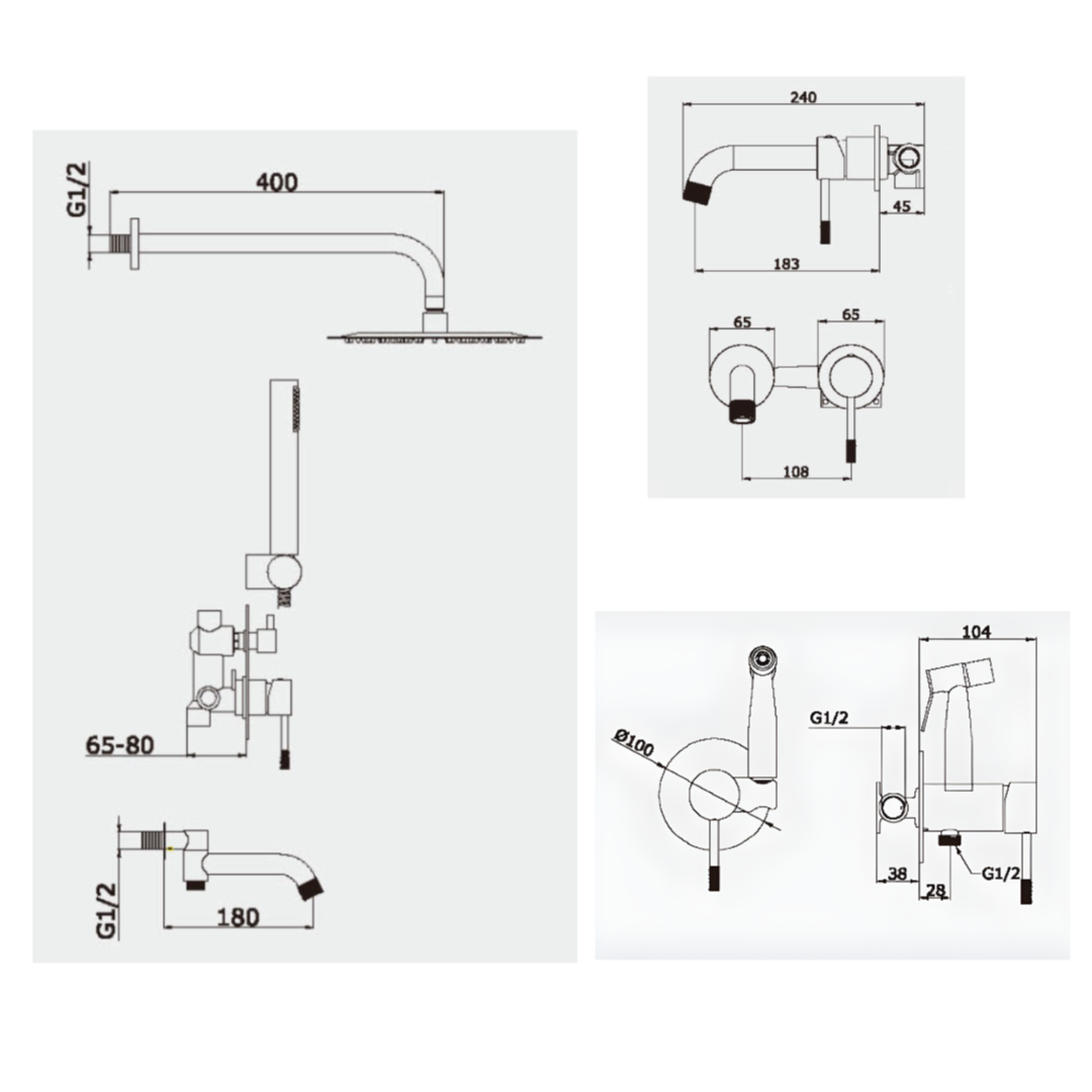 Комплект Vieir R403 Душевая система Vieir 403564-R Смеситель Vieir 403513-R Гигиенический душ Vieir 403553-R фото-5