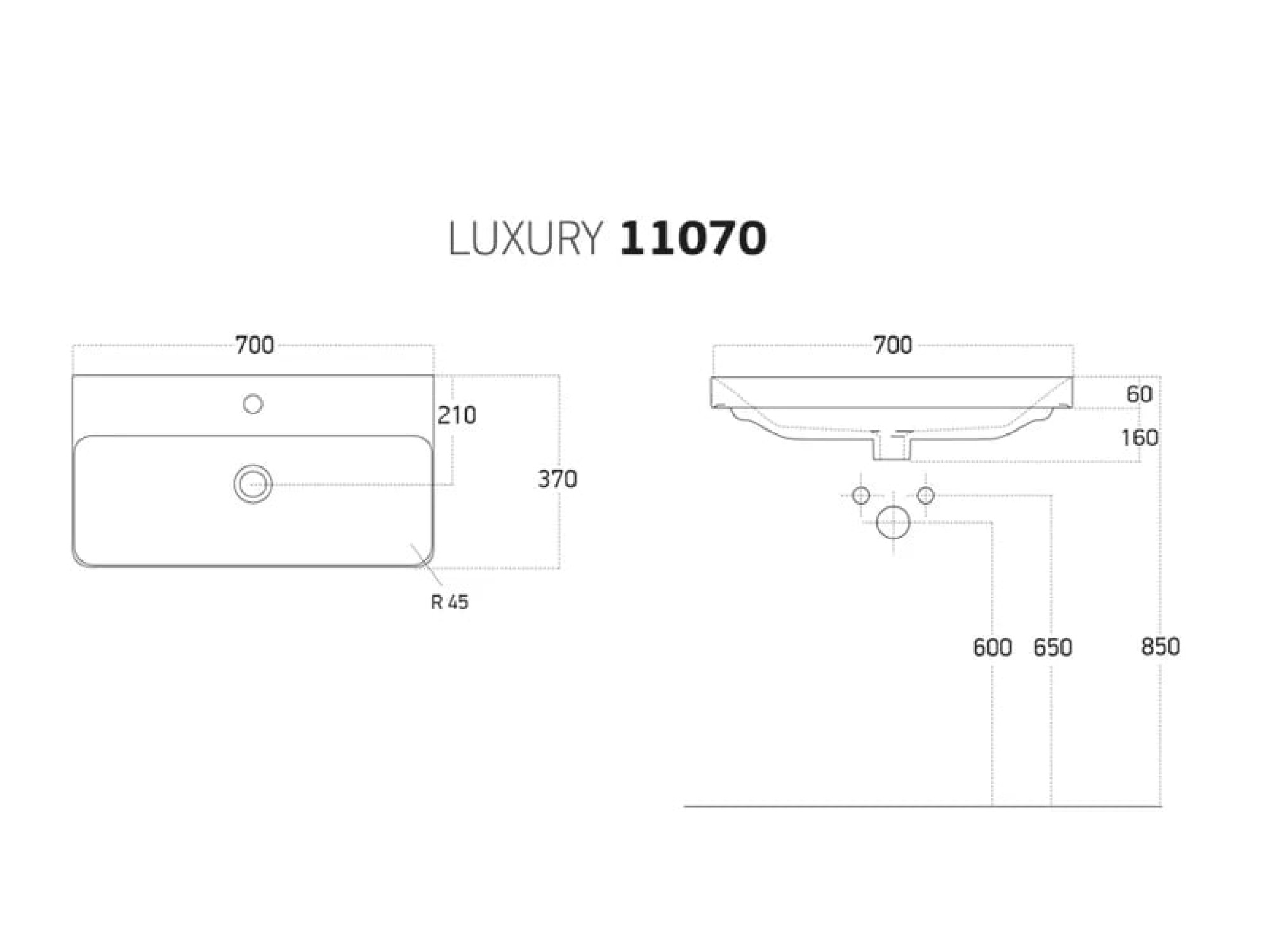 Умывальник Dreja Luxury 70 11070-KL фото-2 Умывальник Dreja Luxury 70 11070-KL фото-2