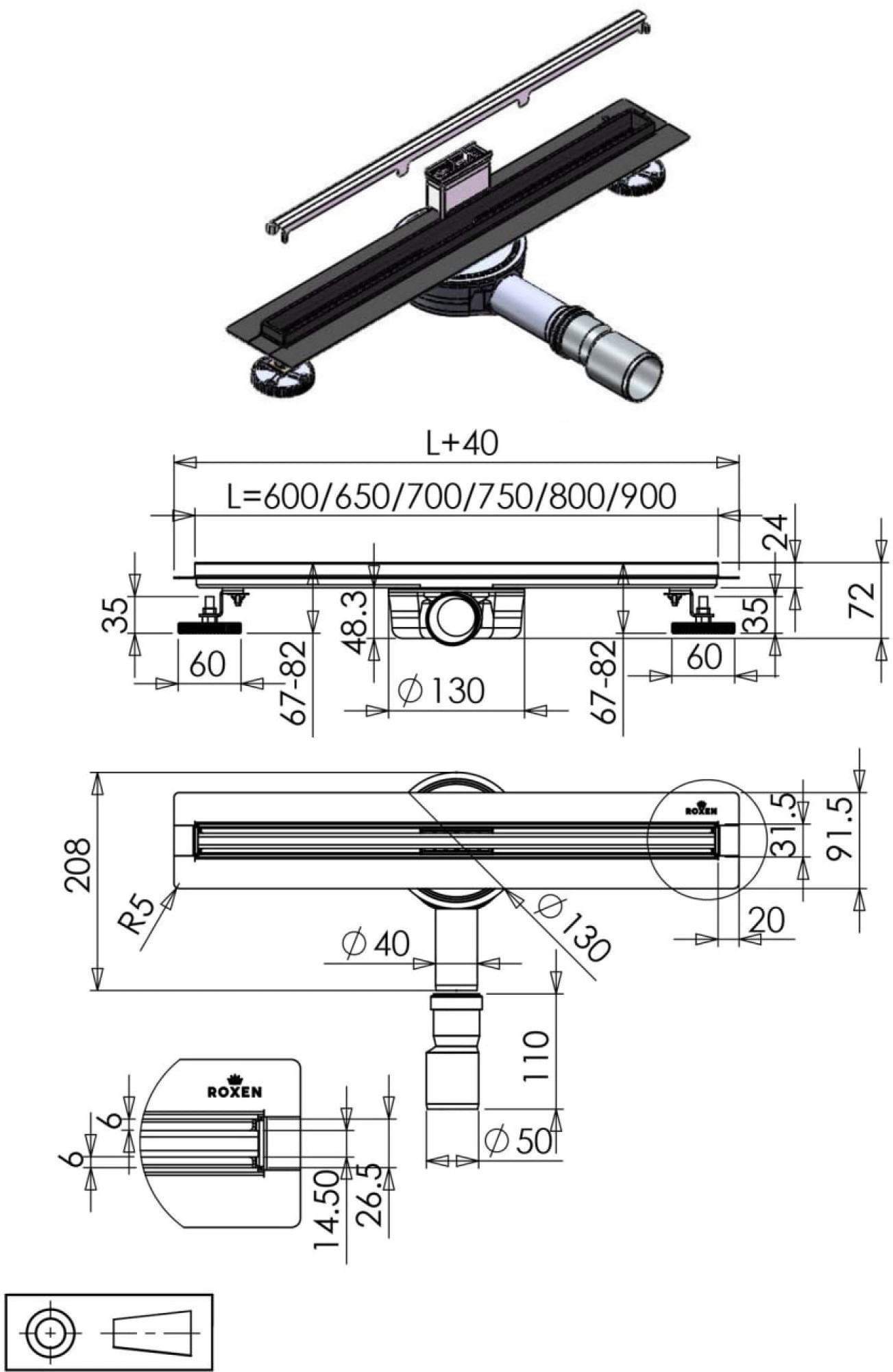 Трап/канал Roxen Slim 91060-60 фото-10 Трап/канал Roxen Slim 91060-60 фото-10