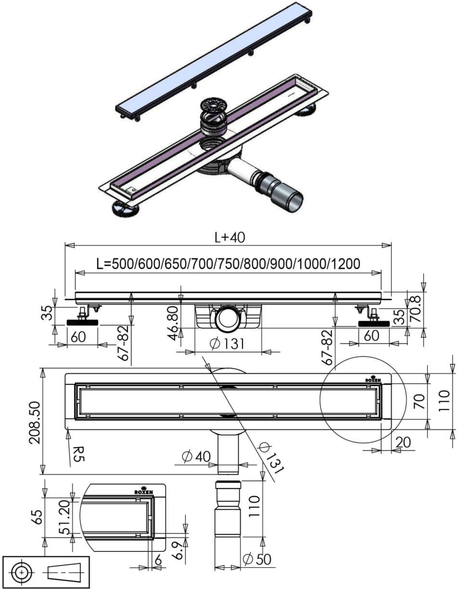 Трап/канал Roxen Supra GunMetal 91050-80GM фото-7