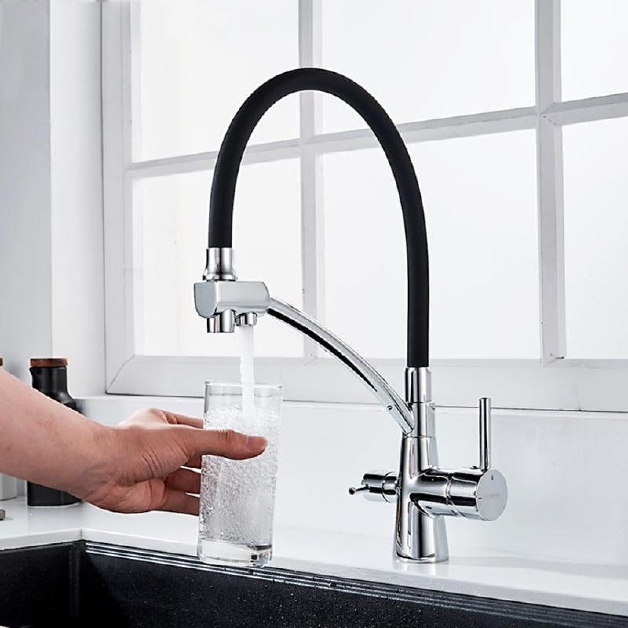 Смеситель Ledeme L4855-2 (хром/черный) фото-2 Смеситель Ledeme L4855-2 (хром/черный) фото-2