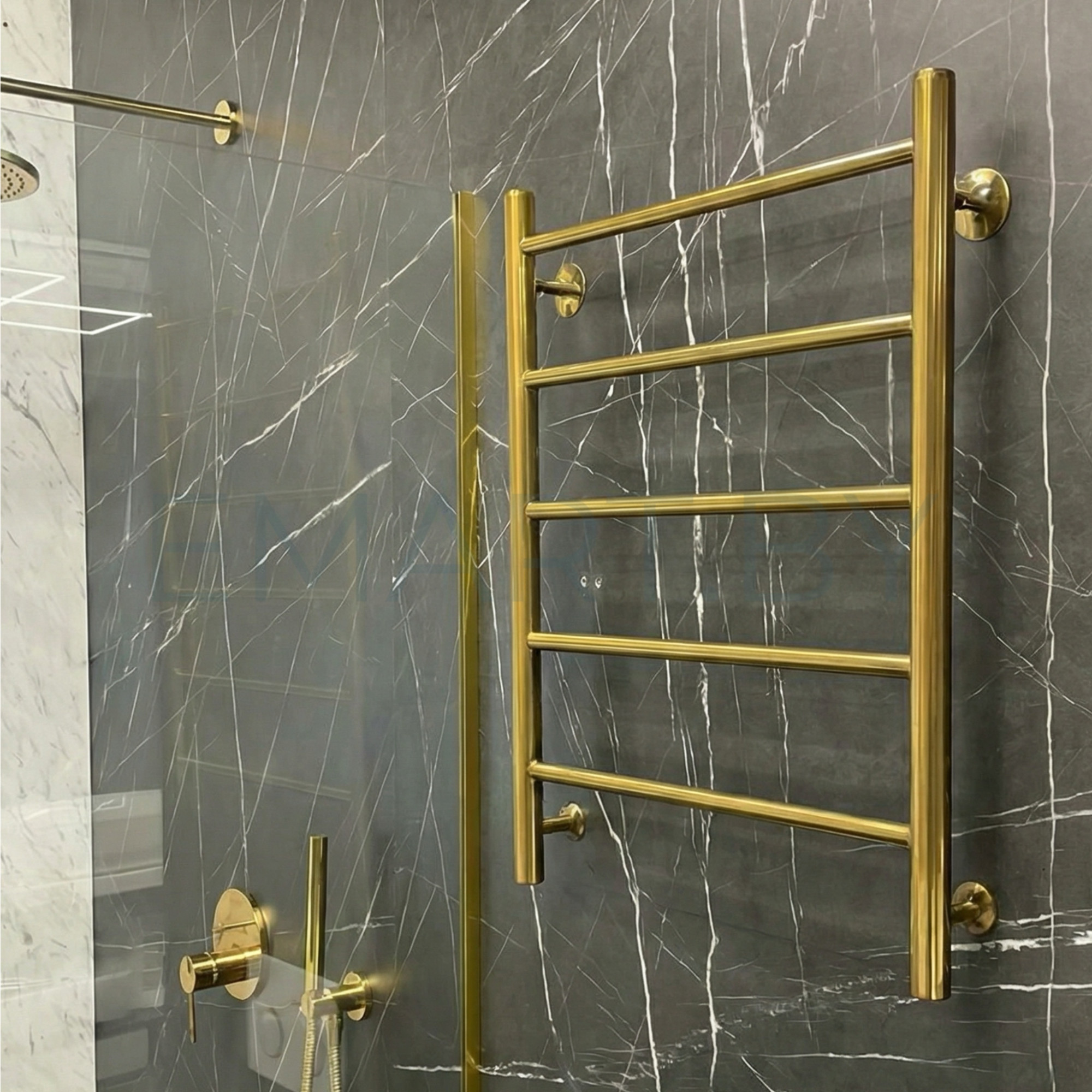 Полотенцесушитель Ростела Виктория нижнее подключение 1" резьба 5 перекладин 500*600 золото - фото1