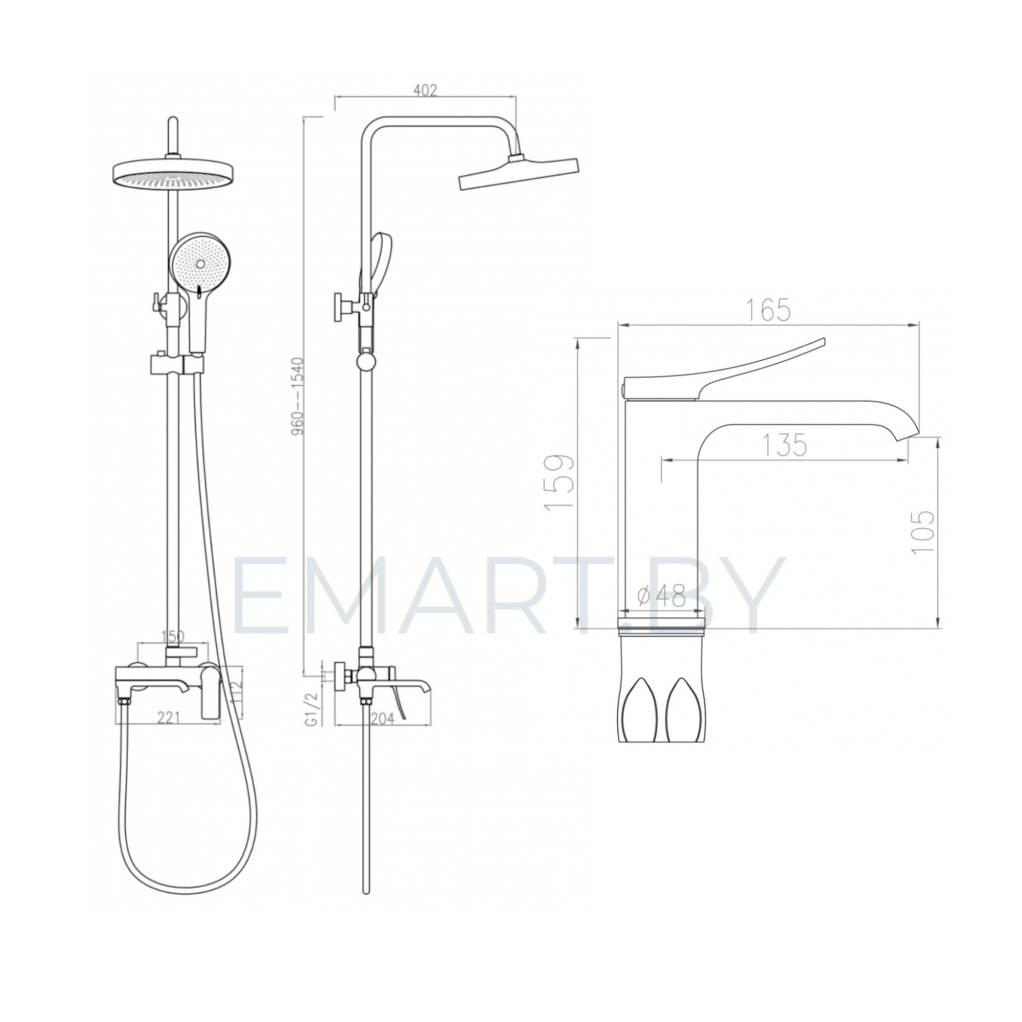 Комплект Vieir #V483 Душевая система Vieir 483062 Смеситель Vieir 483011 фото-4