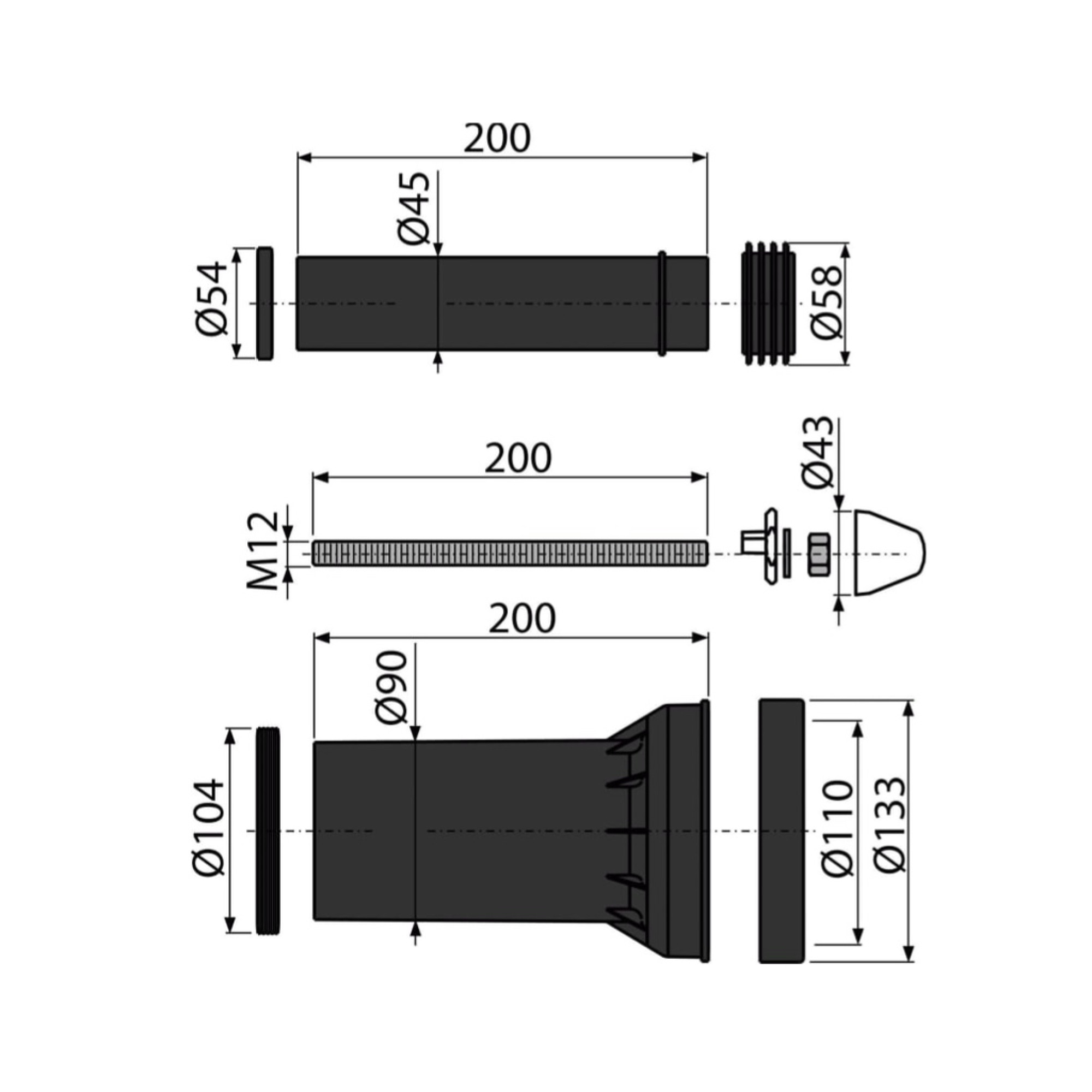 Фитинг Alcaplast Комплект дополнительных принадлежностей M900 фото-2 Фитинг Alcaplast Комплект дополнительных принадлежностей M900 фото-2