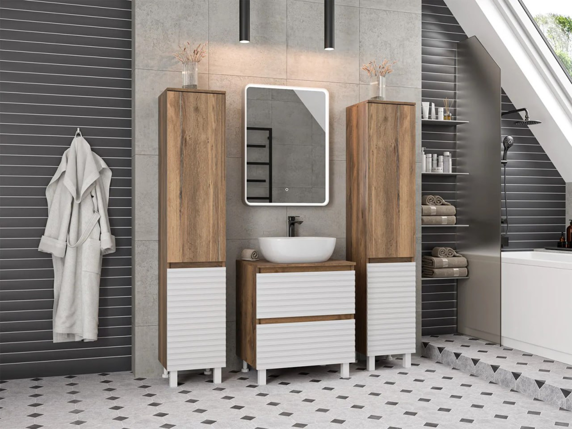 Мебель для ванных комнат Brevita Тумба под умывальник Dakota 60 DAK-07060-19/01-2Я фото-6