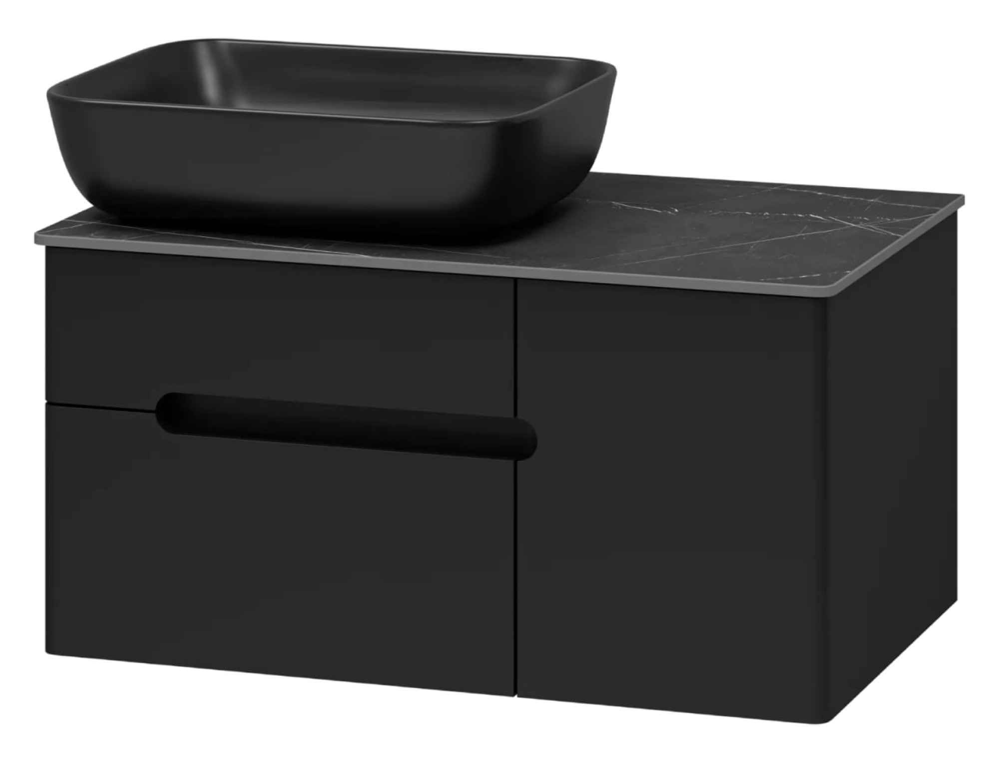 Мебель для ванных комнат Misty Тумба под умывальник Роял 80 П-Роя-01080-021П2Я (подвесная, черный) фото-10 Мебель для ванных комнат Misty Тумба под умывальник Роял 80 П-Роя-01080-021П2Я (подвесная, черный) фото-10