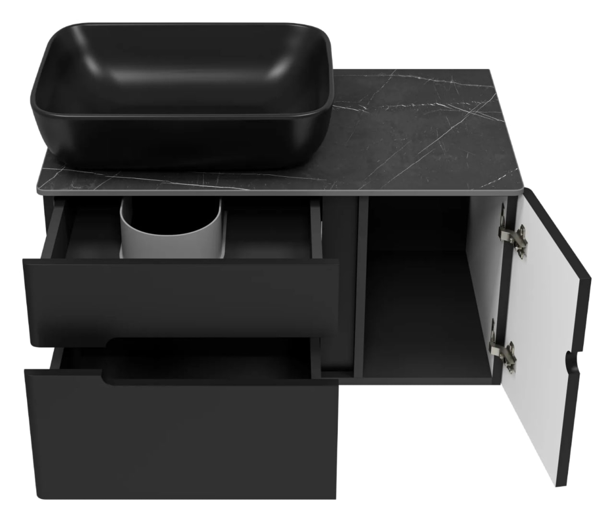 Мебель для ванных комнат Misty Тумба под умывальник Роял 80 П-Роя-01080-021П2Я (подвесная, черный) фото-6 Мебель для ванных комнат Misty Тумба под умывальник Роял 80 П-Роя-01080-021П2Я (подвесная, черный) фото-6