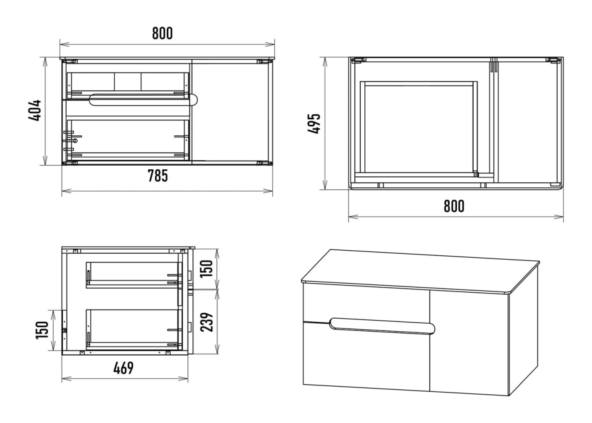 Мебель для ванных комнат Misty Тумба под умывальник Роял 80 П-Роя-01080-021П2Я (подвесная, черный) фото-8 Мебель для ванных комнат Misty Тумба под умывальник Роял 80 П-Роя-01080-021П2Я (подвесная, черный) фото-8