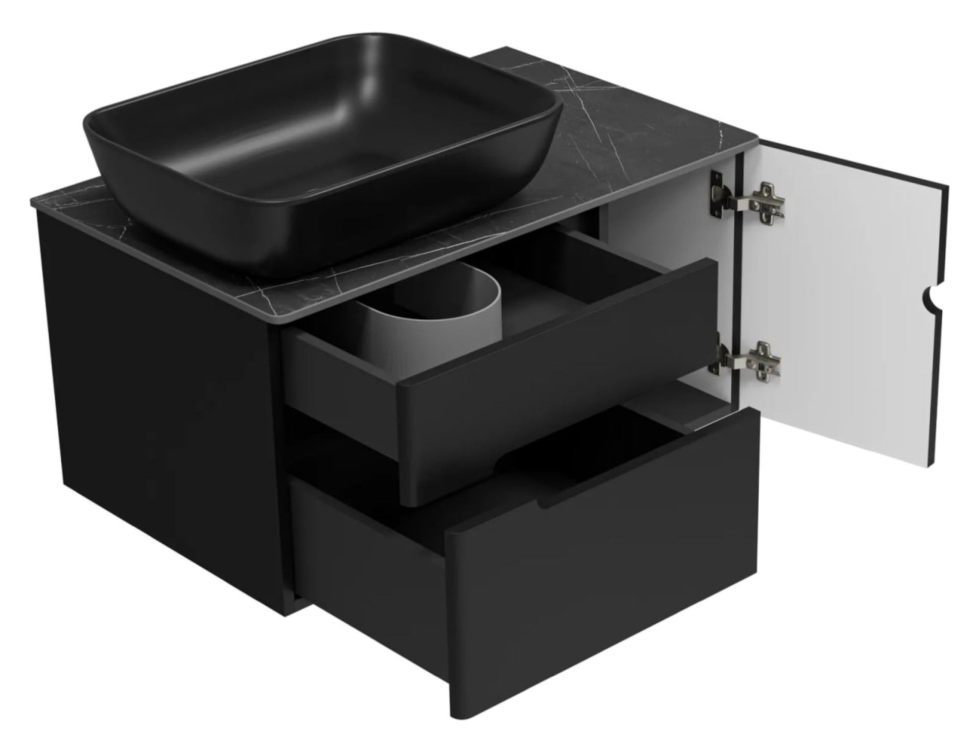 Мебель для ванных комнат Misty Тумба под умывальник Роял 80 П-Роя-01080-021П2Я (подвесная, черный) фото-4 Мебель для ванных комнат Misty Тумба под умывальник Роял 80 П-Роя-01080-021П2Я (подвесная, черный) фото-4