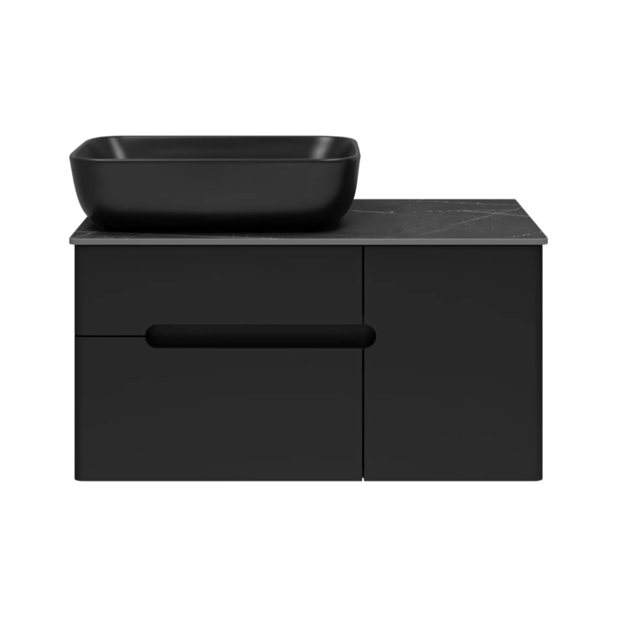Мебель для ванных комнат Misty Тумба под умывальник Роял 80 П-Роя-01080-021П2Я (подвесная, черный) Мебель для ванных комнат Misty Тумба под умывальник Роял 80 П-Роя-01080-021П2Я (подвесная, черный)