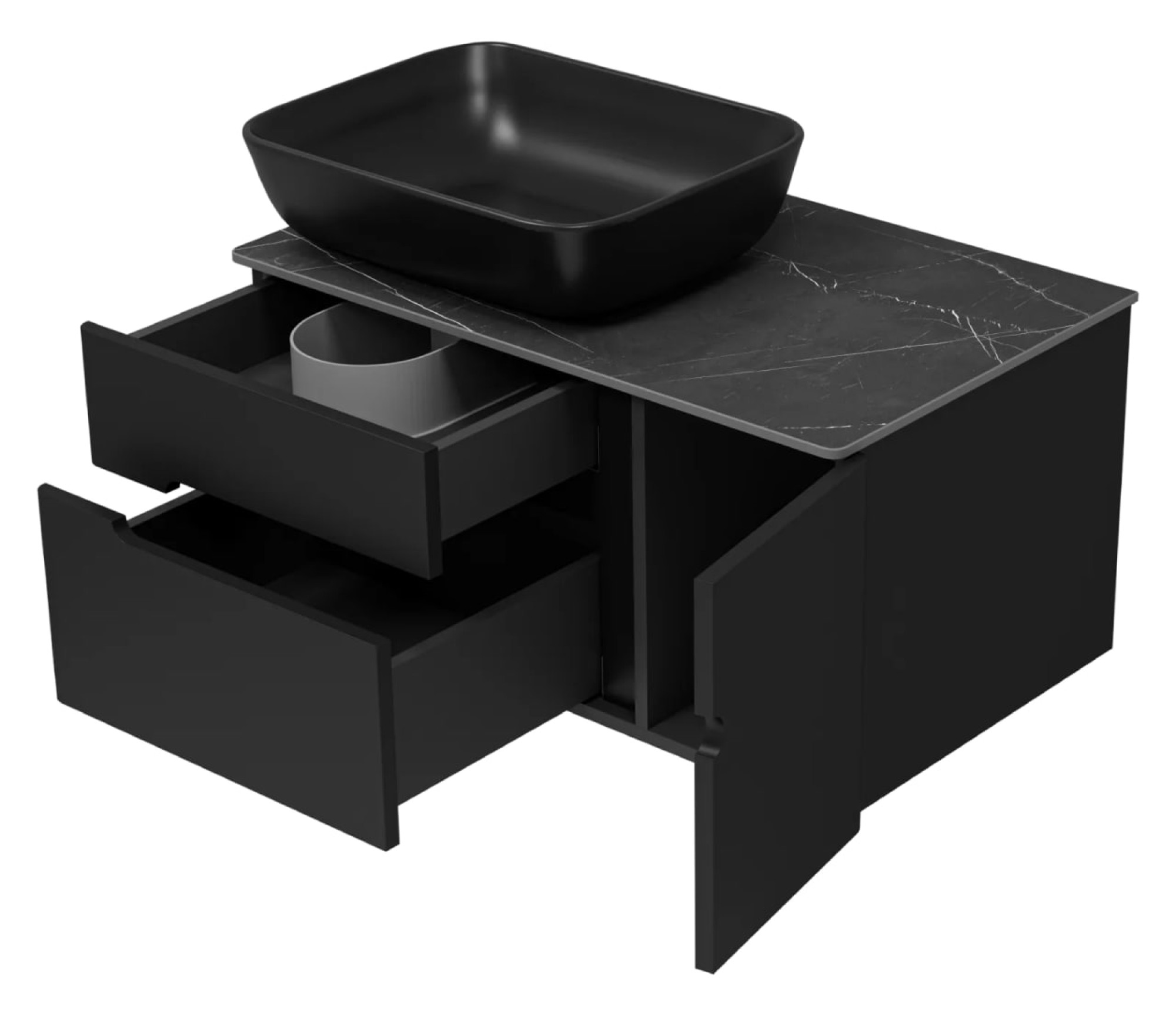 Мебель для ванных комнат Misty Тумба под умывальник Роял 80 П-Роя-01080-021П2Я (подвесная, черный) фото-5 Мебель для ванных комнат Misty Тумба под умывальник Роял 80 П-Роя-01080-021П2Я (подвесная, черный) фото-5