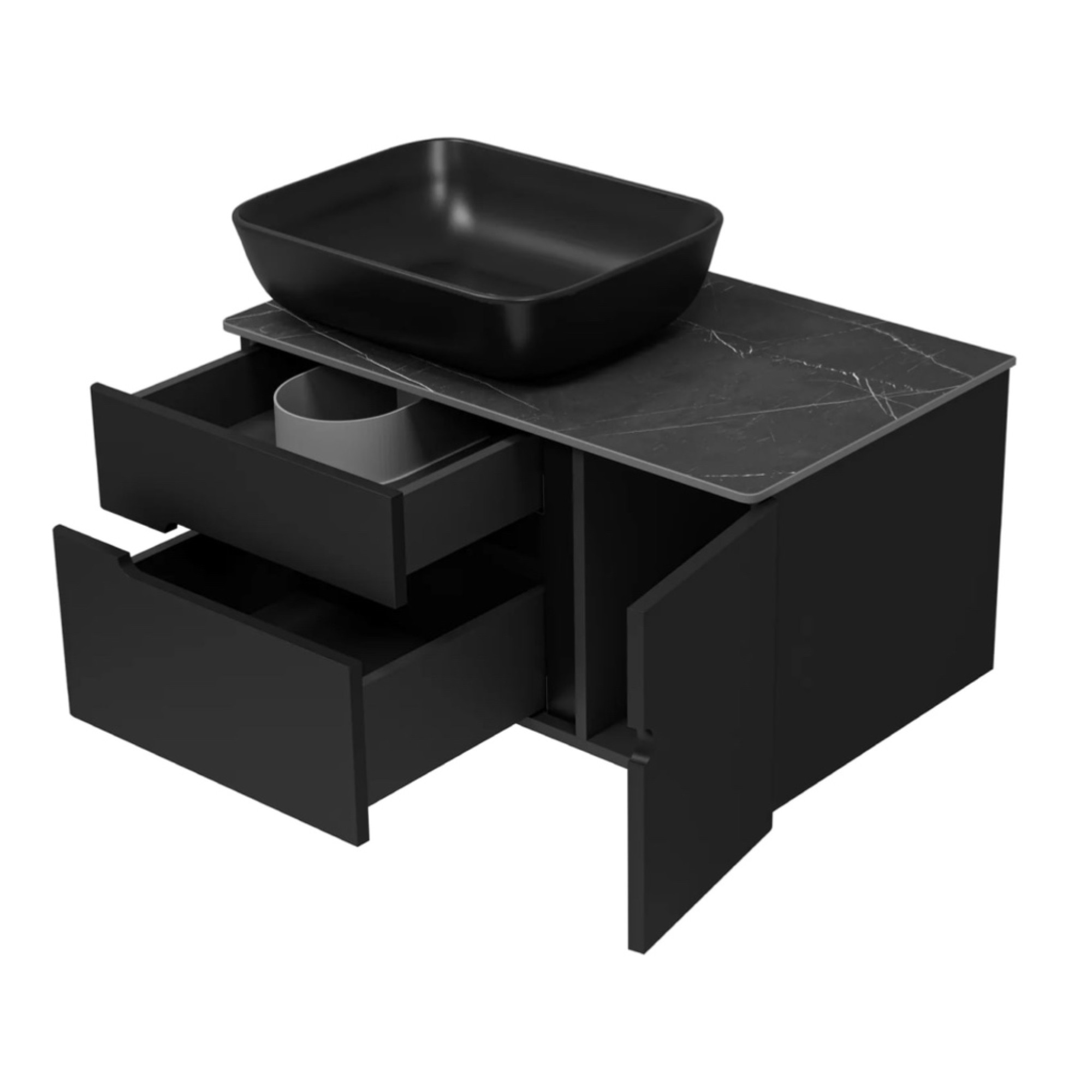 Мебель для ванных комнат Misty Тумба под умывальник Роял 80 П-Роя-01080-021П2Я (подвесная, черный) фото-2 Мебель для ванных комнат Misty Тумба под умывальник Роял 80 П-Роя-01080-021П2Я (подвесная, черный) фото-2