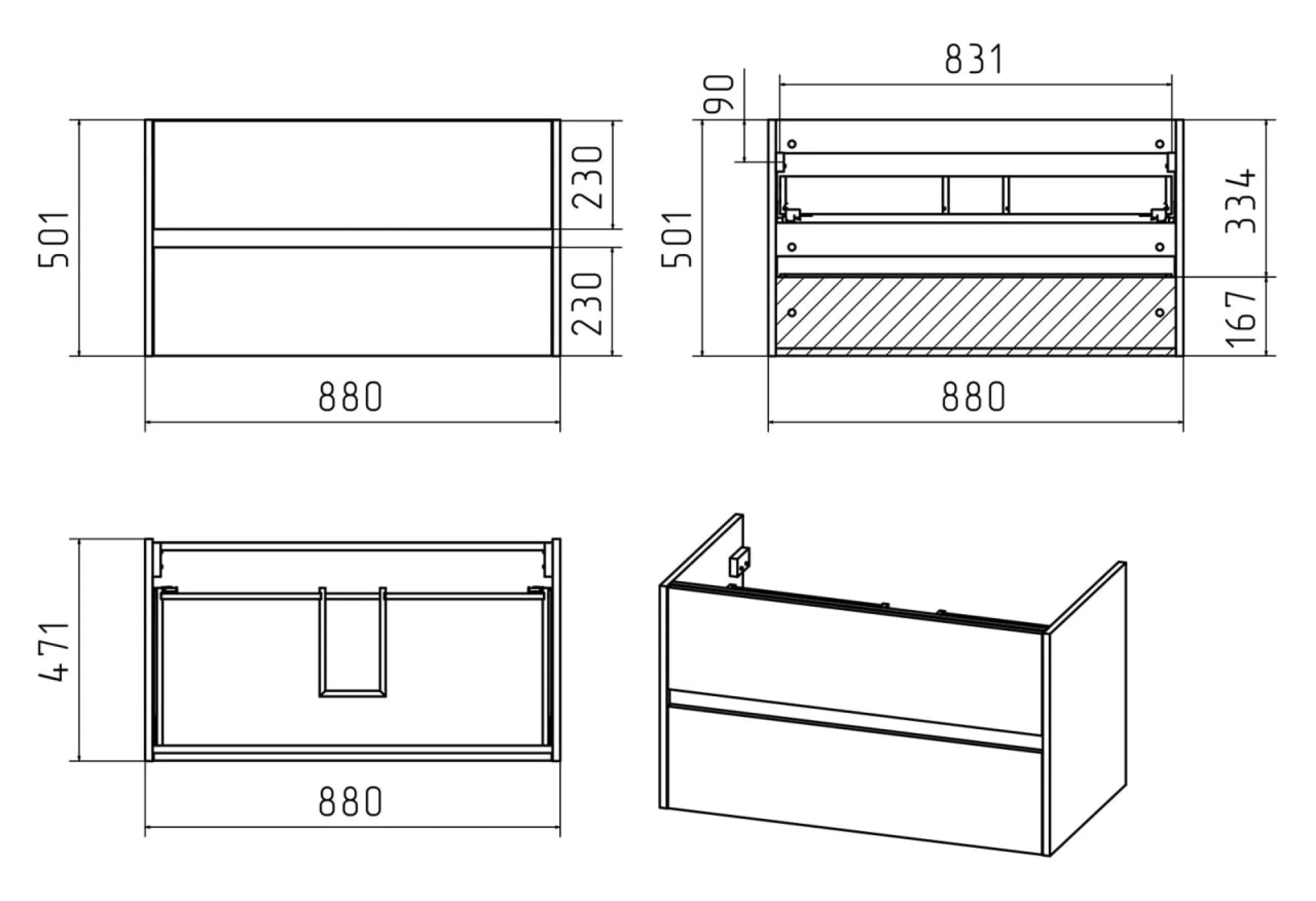 Мебель для ванных комнат Misty Алиса - 90 Тумба 2 ящ. подвесная, белая эмаль - Э-Али01090-011П2Я фото-3 Мебель для ванных комнат Misty Алиса - 90 Тумба 2 ящ. подвесная, белая эмаль - Э-Али01090-011П2Я фото-3