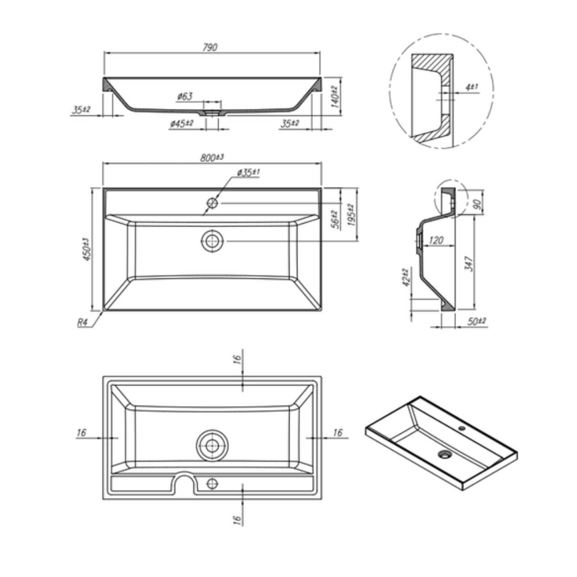 Умывальник Roxen Mila 80 gray 3001180-DG фото-2
