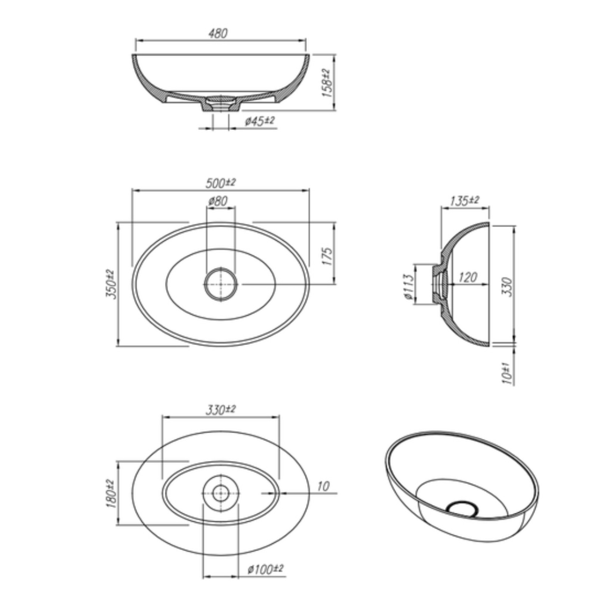 Умывальник Roxen Nimfa gray 300160-DG фото-2