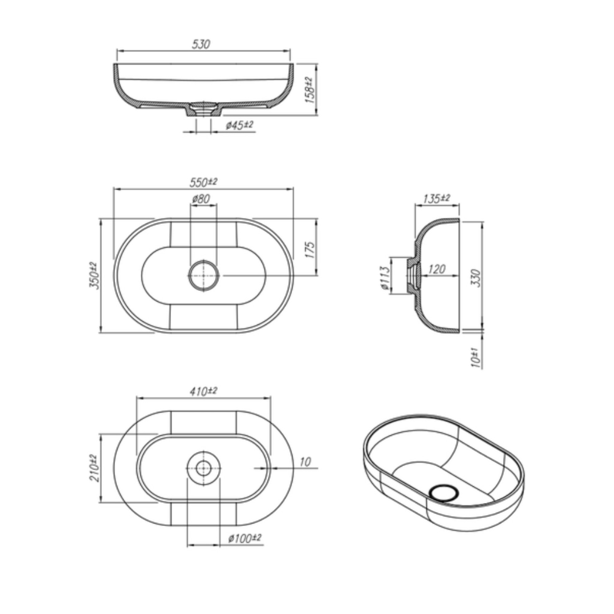 Умывальник Roxen Mary gray 300165-DG фото-2