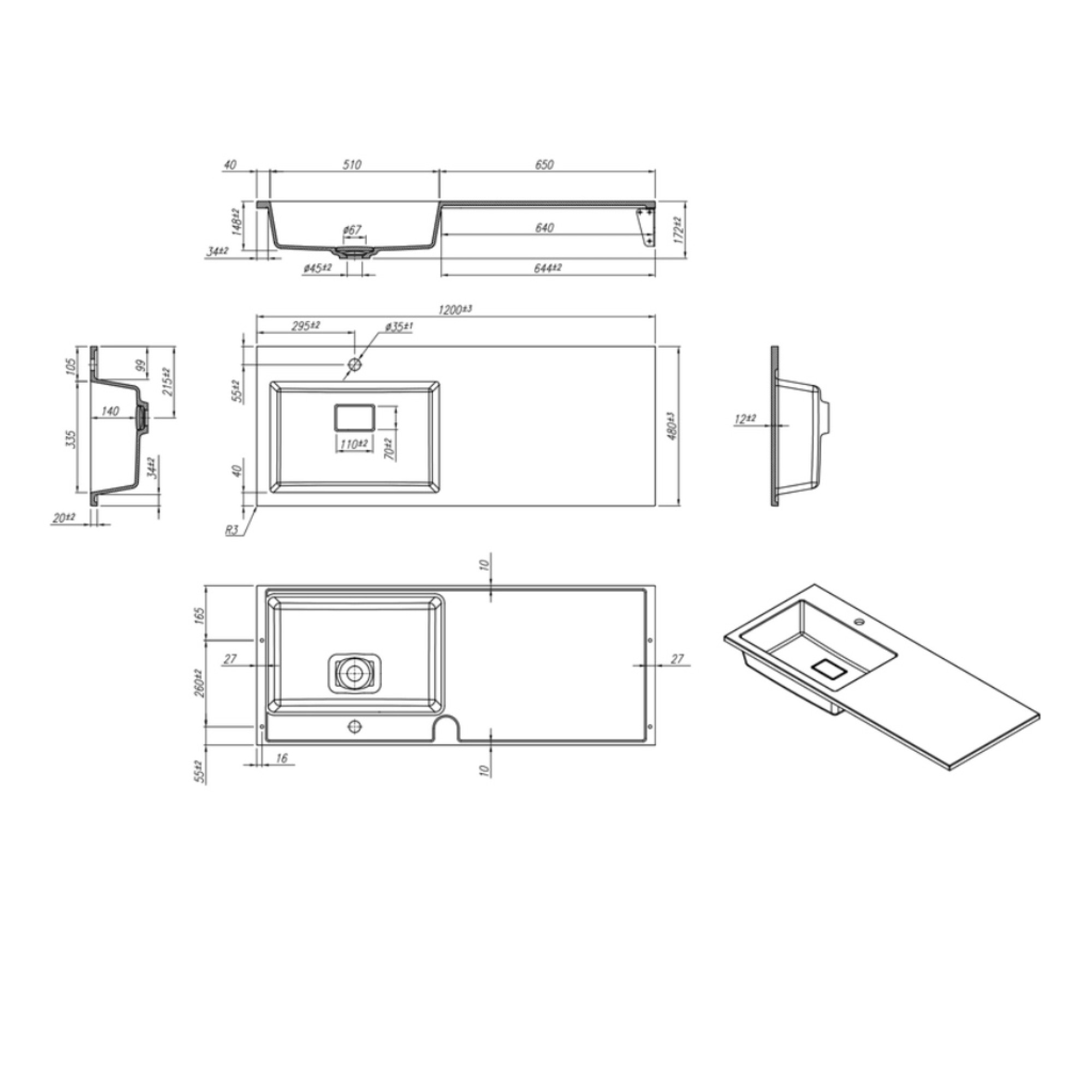 Умывальник Roxen Faber 120R gray 30010120R-DG фото-2