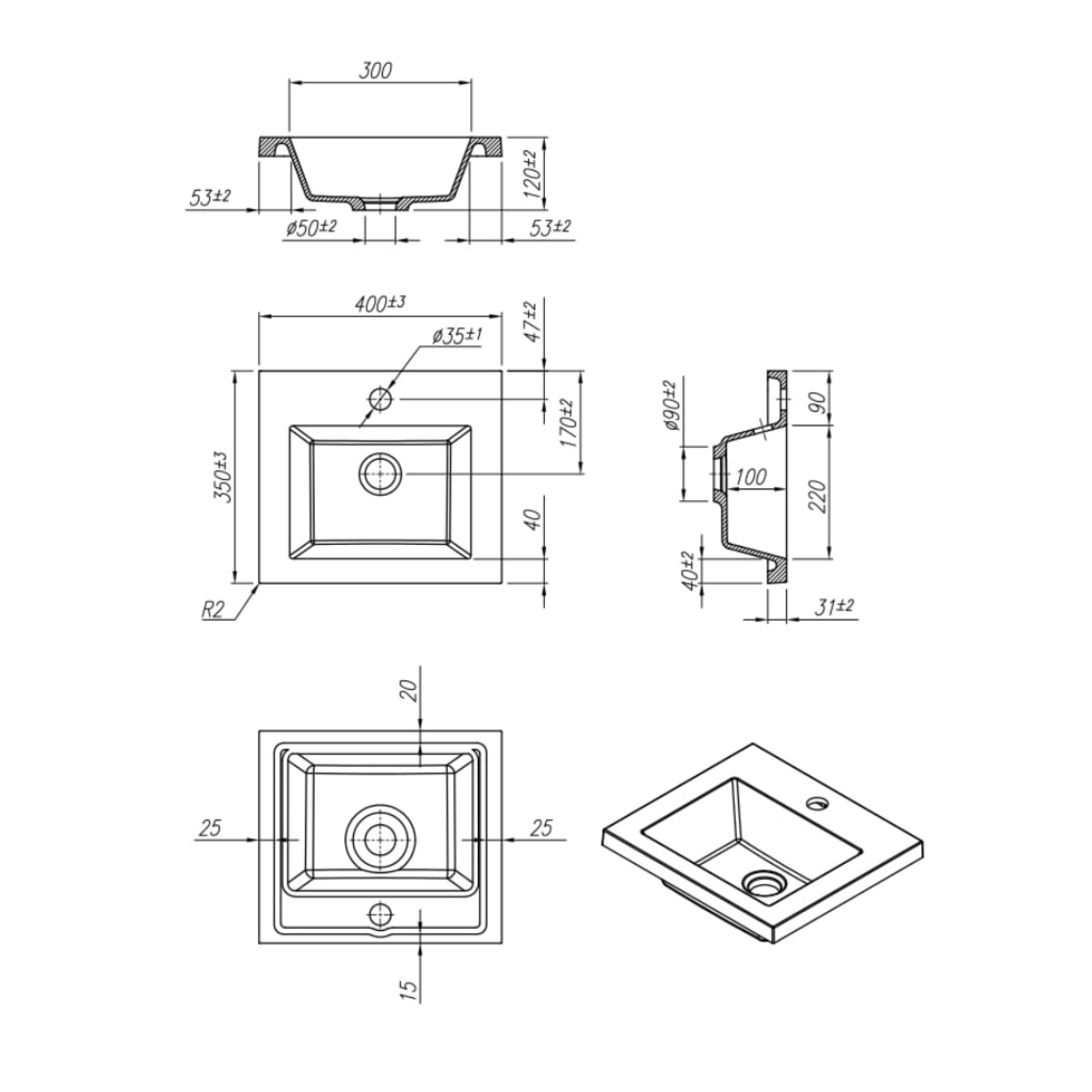 Умывальник Roxen Dilan 40 3001340 фото-2