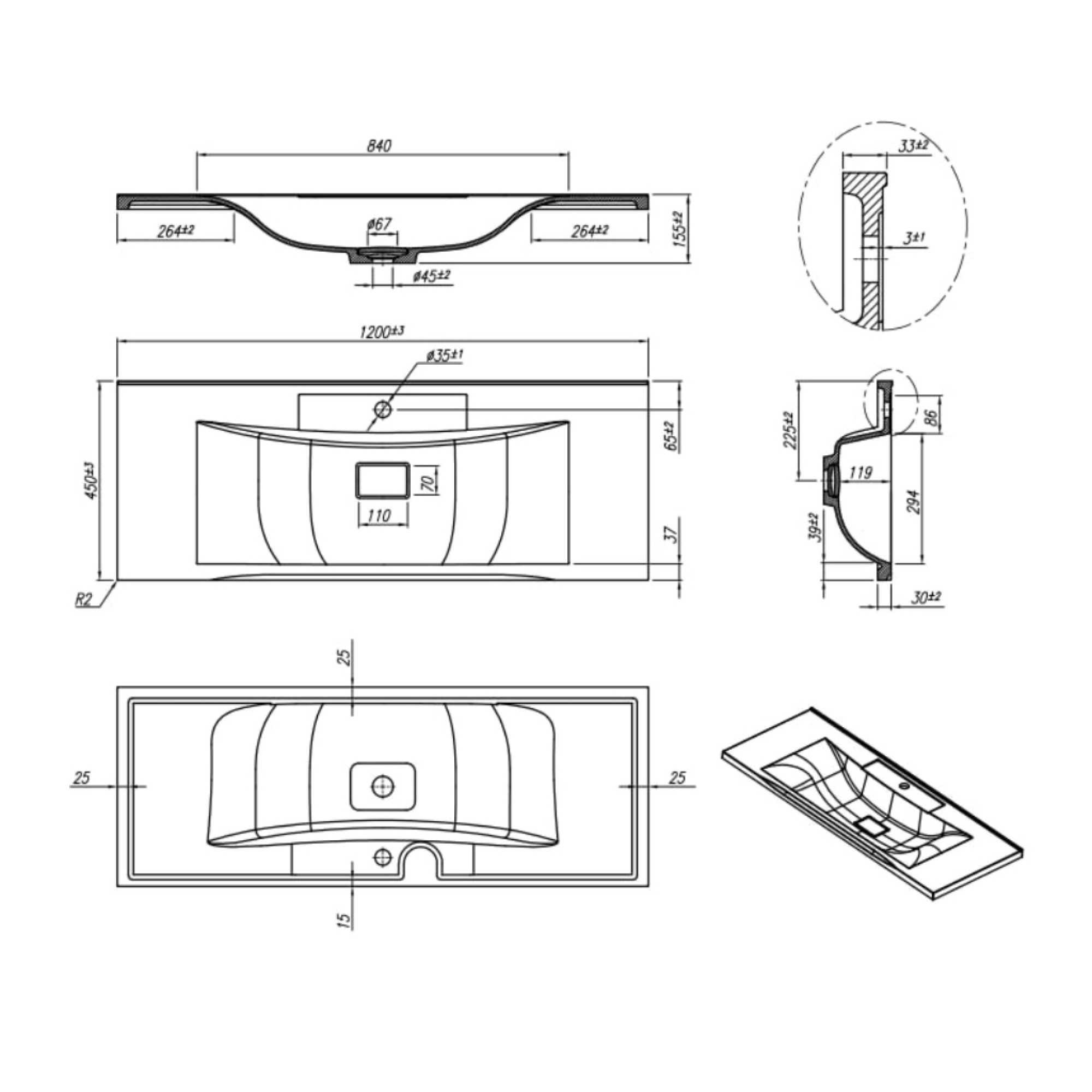 Умывальник Roxen Ariel 120 30012120 фото-2