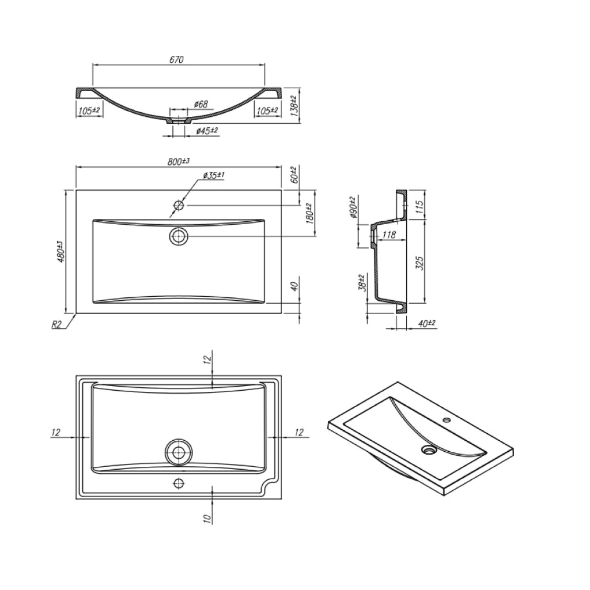 Умывальник Roxen Iris 80 3001480 фото-2