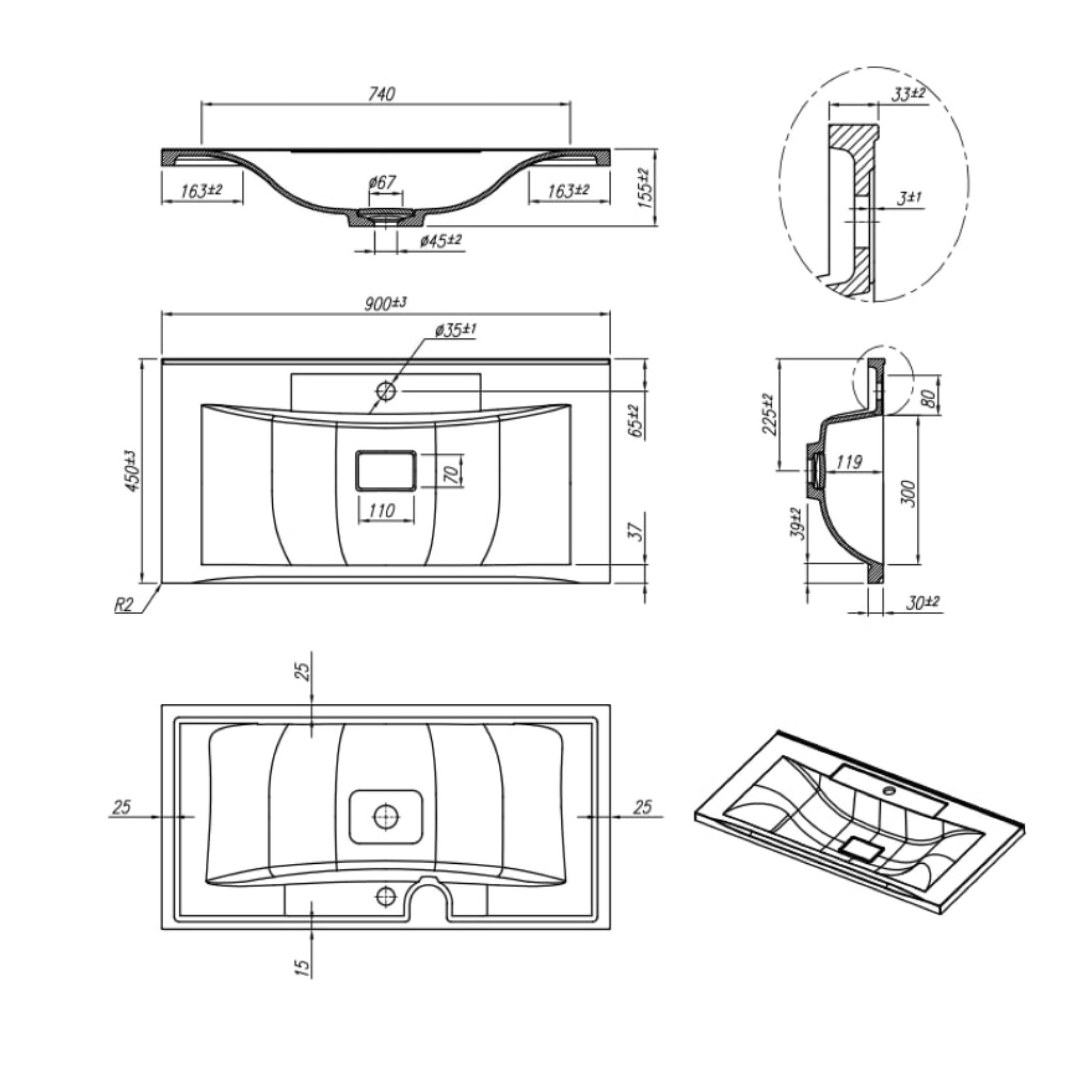 Умывальник Roxen Ariel 90 3001290 фото-2